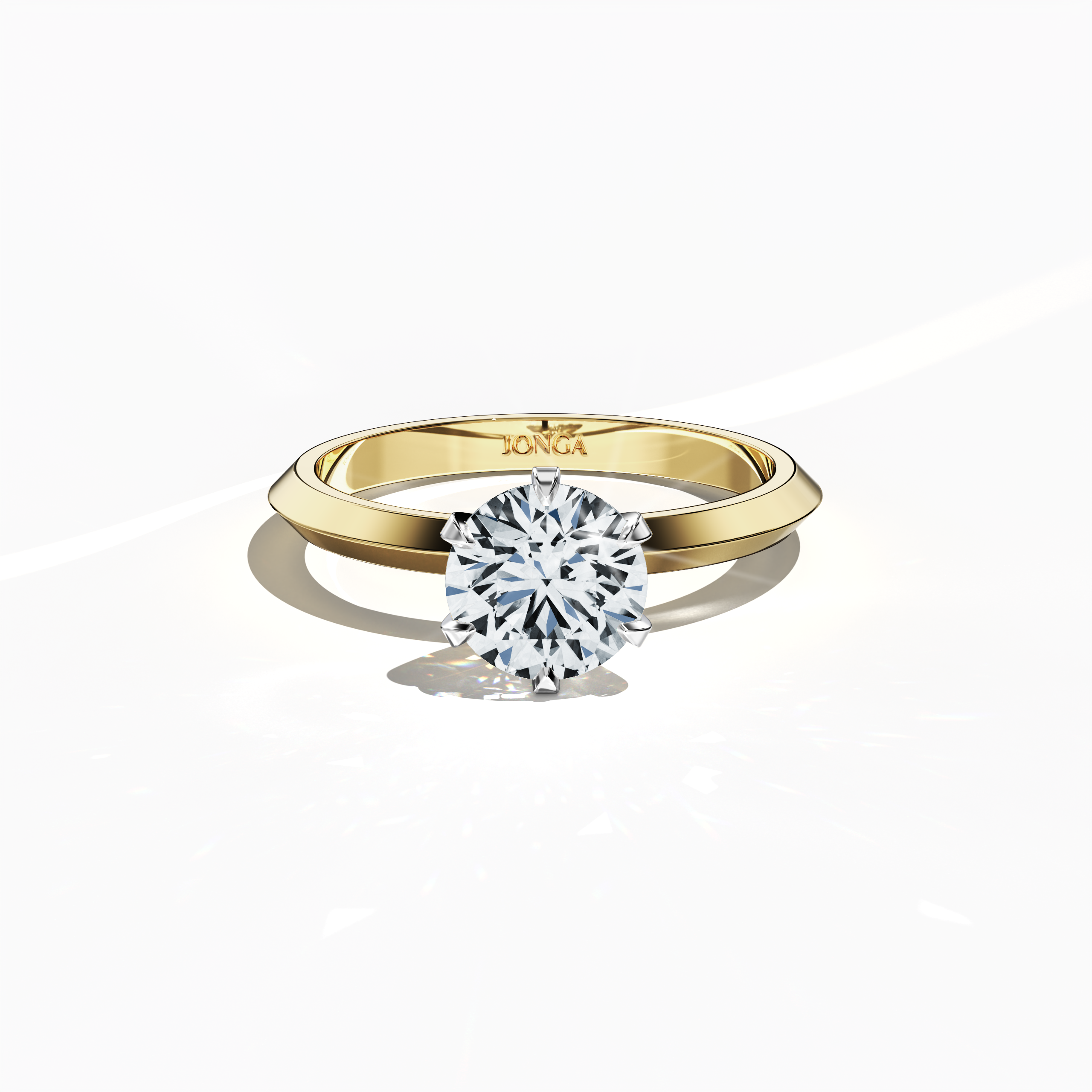 2 step Solitaire Ring 1 ct in Yellow gold