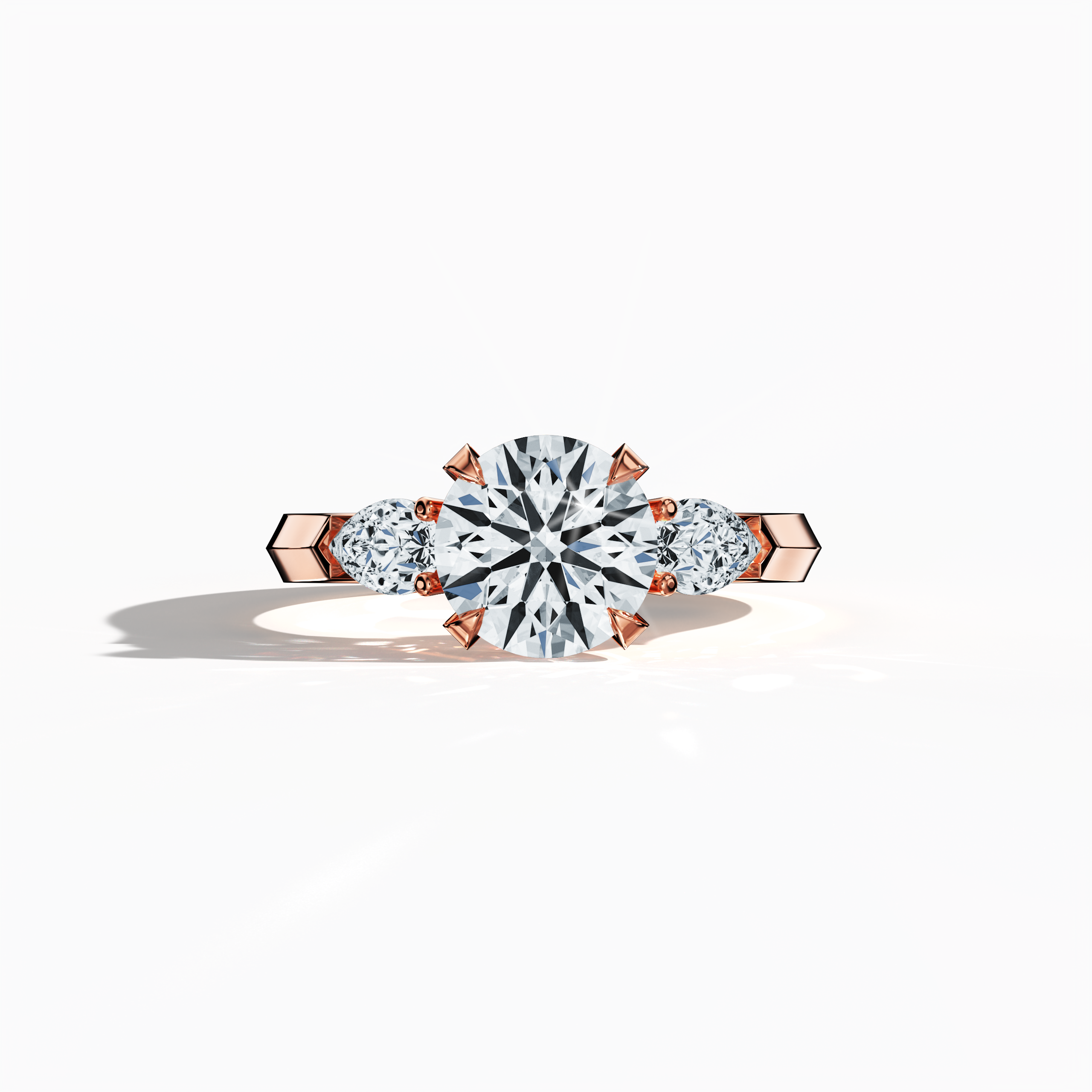 Round 2 ct Trio Ring Rose Gold