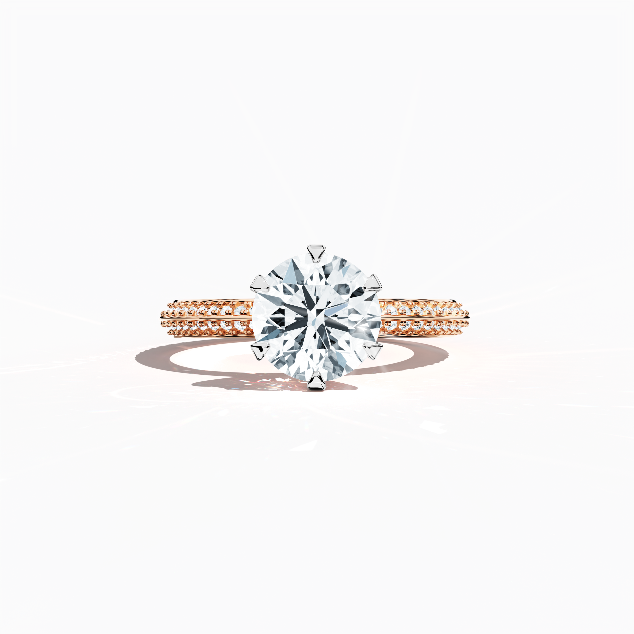 2s Solitaire ring paved-2.00ct Rose Gold