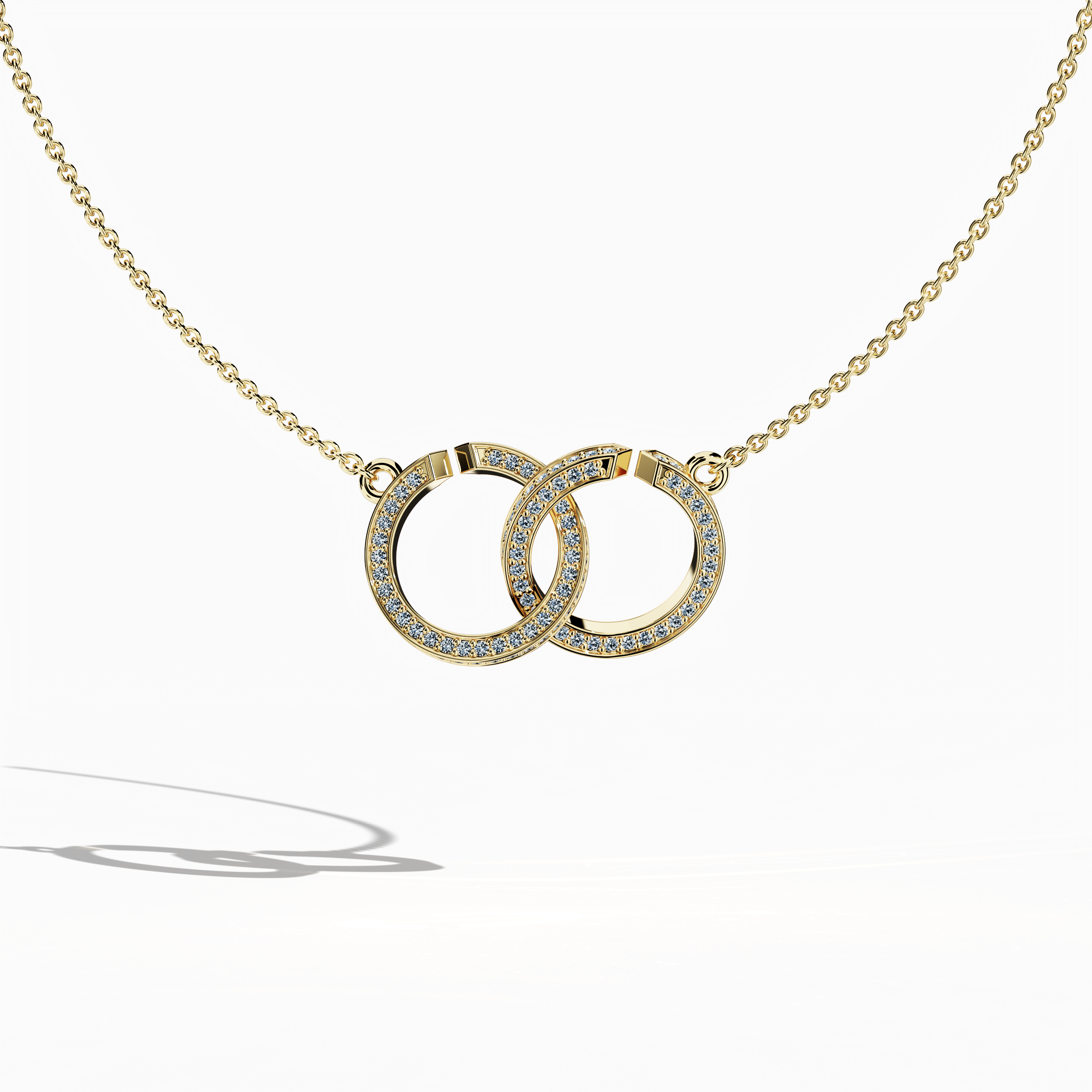 Inter Lock Diamond Pendant in Yellow Gold