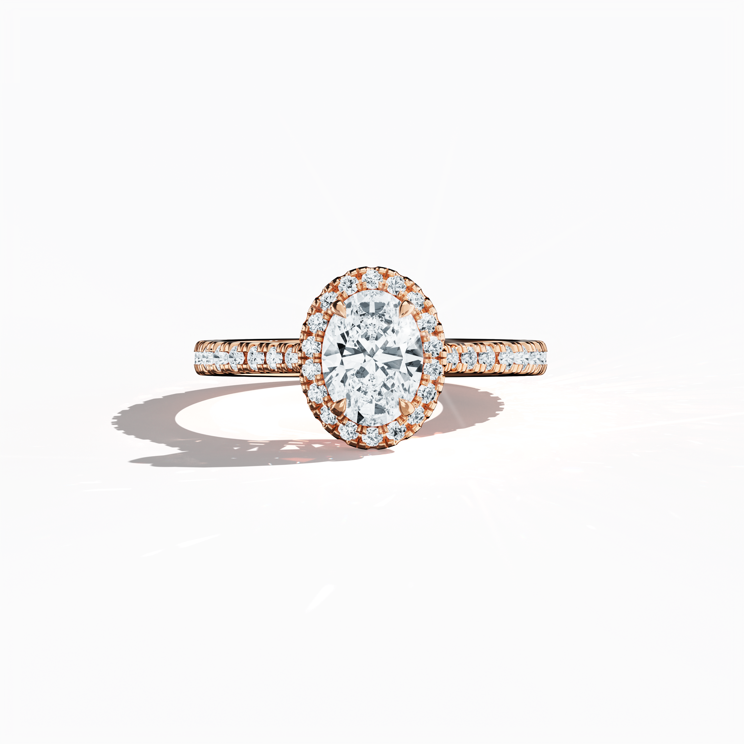 Halo Oval Ring In Rose Gold