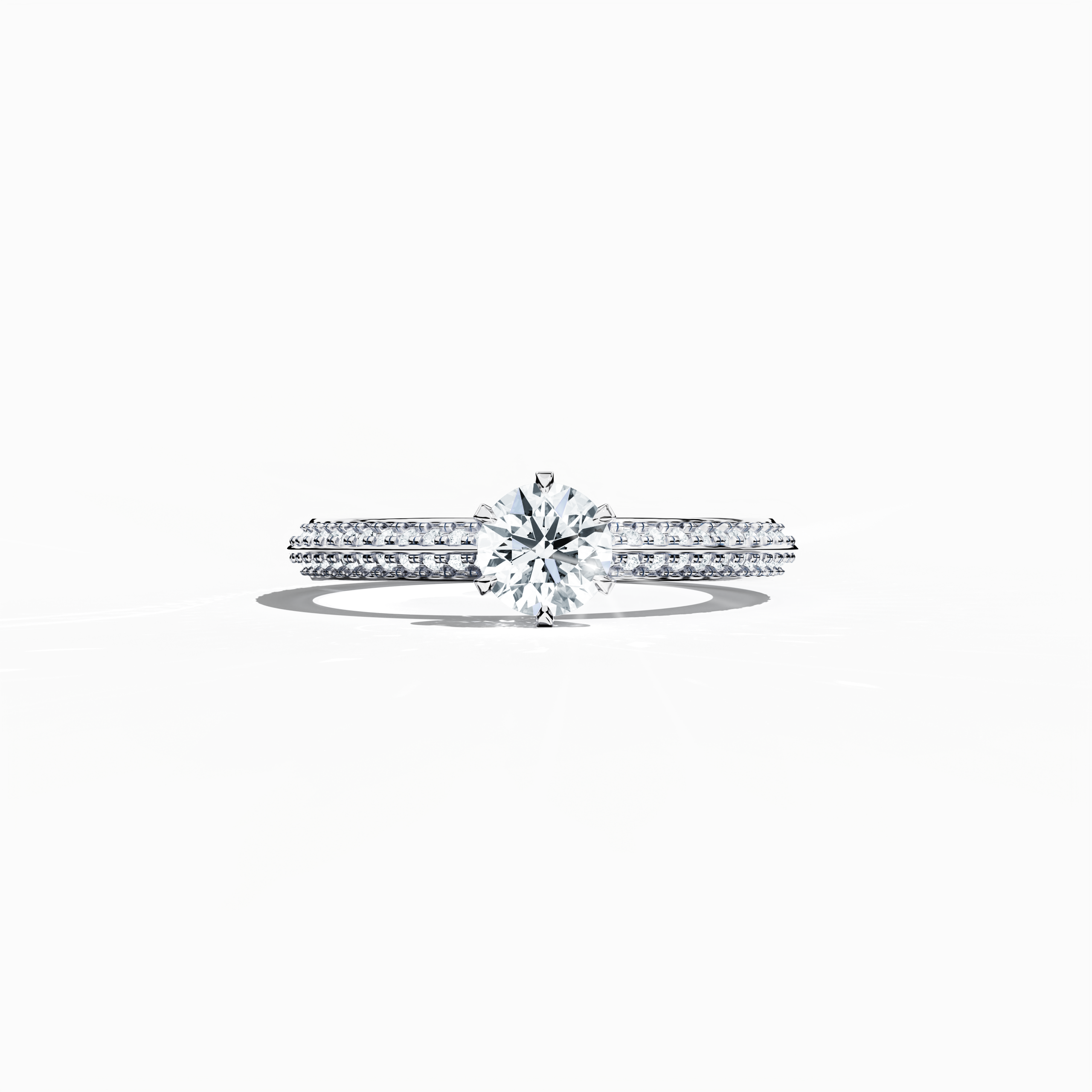 2s Solitaire ring paved-0.50ct in White Gold