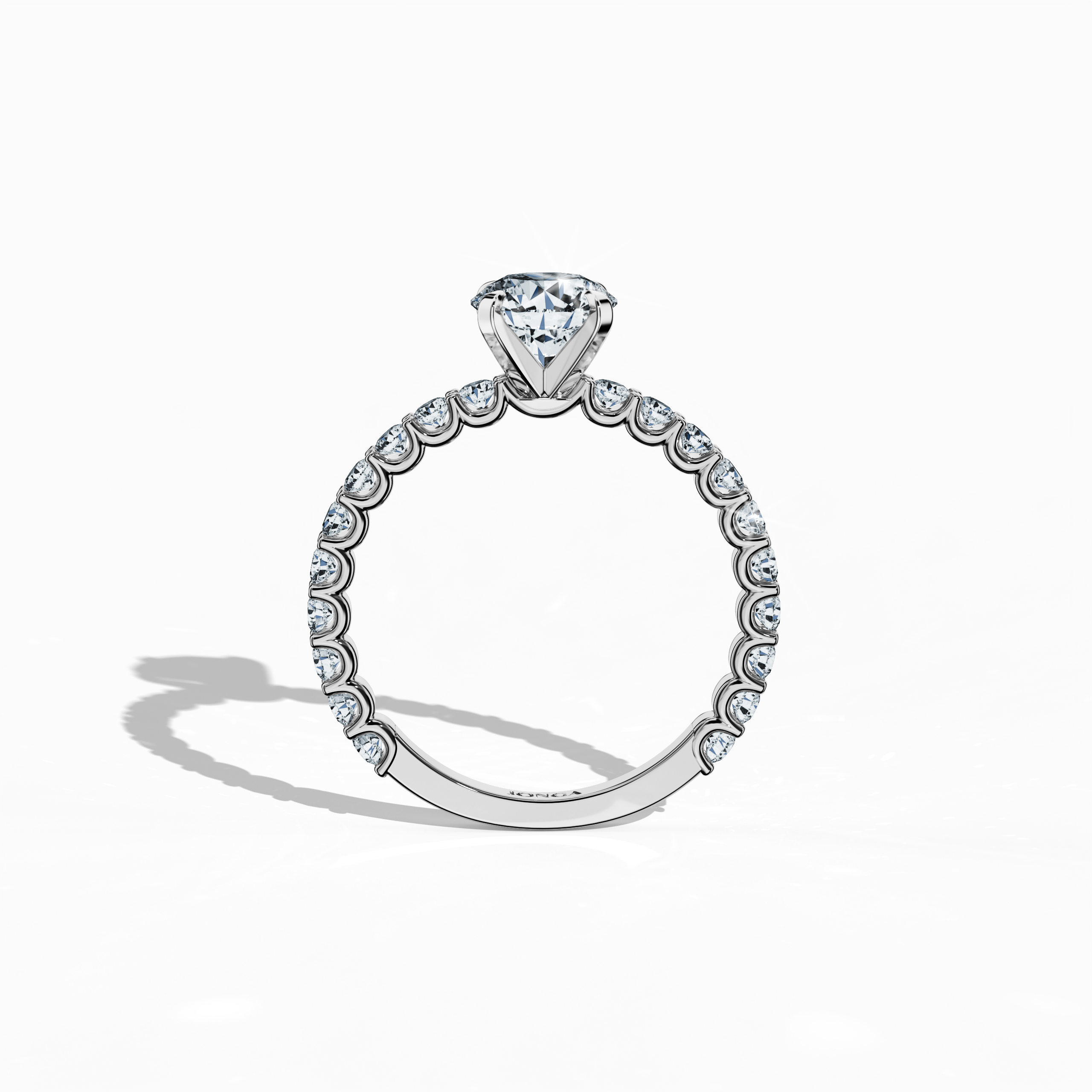 Solitaire Eternity Ring with 1 ct center in White Gold