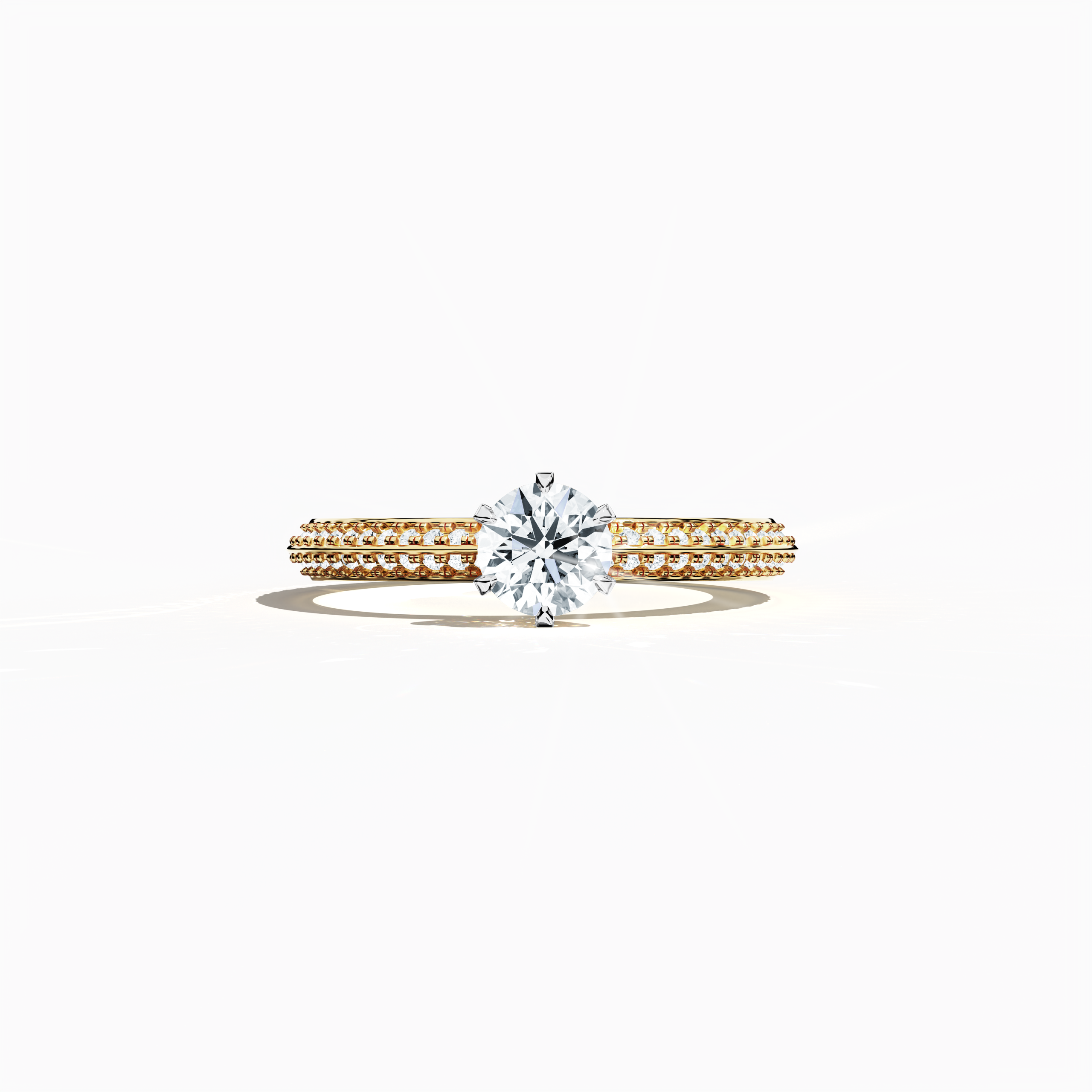 2s Solitaire ring paved-0.50ct in Yellow Gold