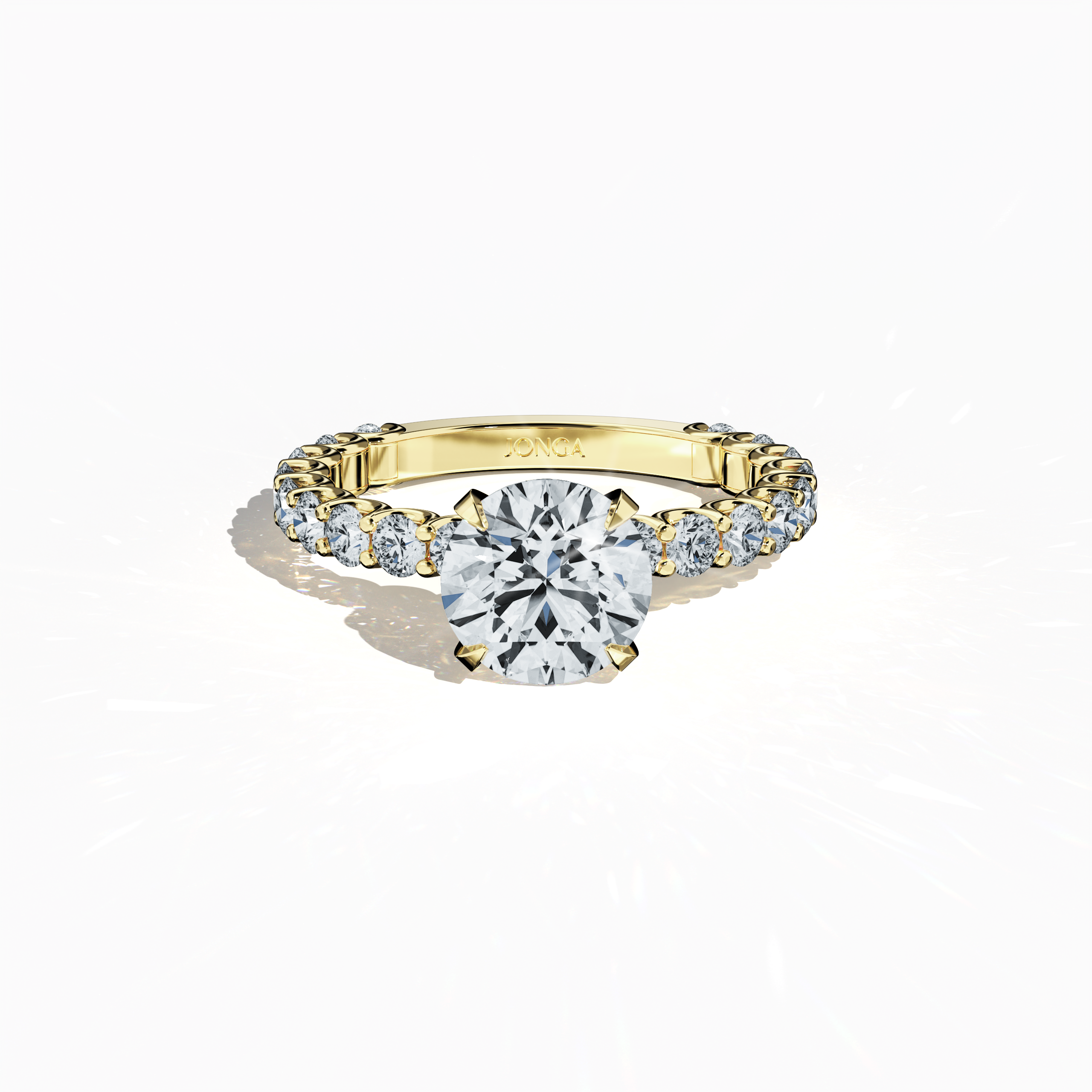 Solitaire Eternity Ring 2 ct in Yellow Gold