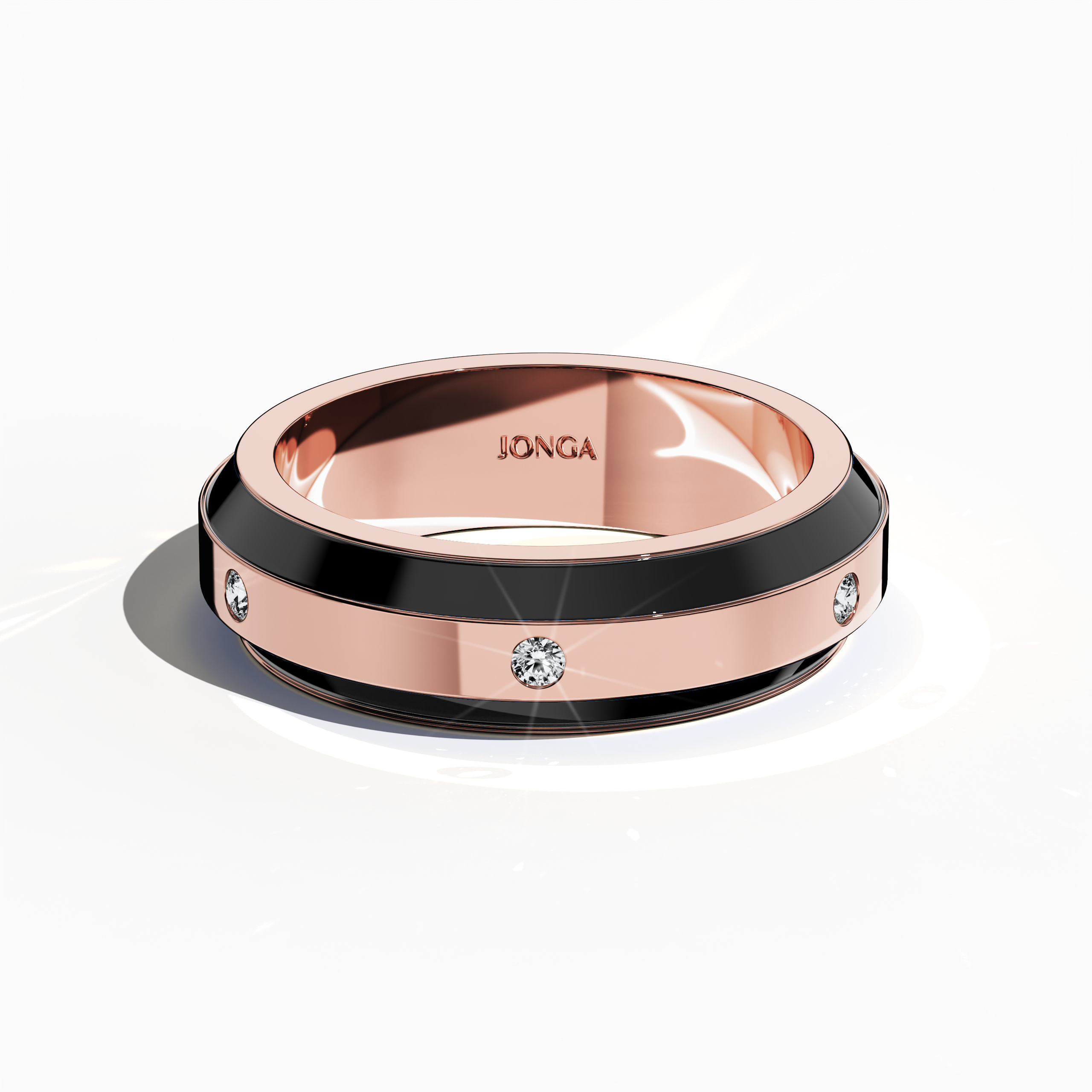 Black Enamel with 6 diamonds in Rose Gold