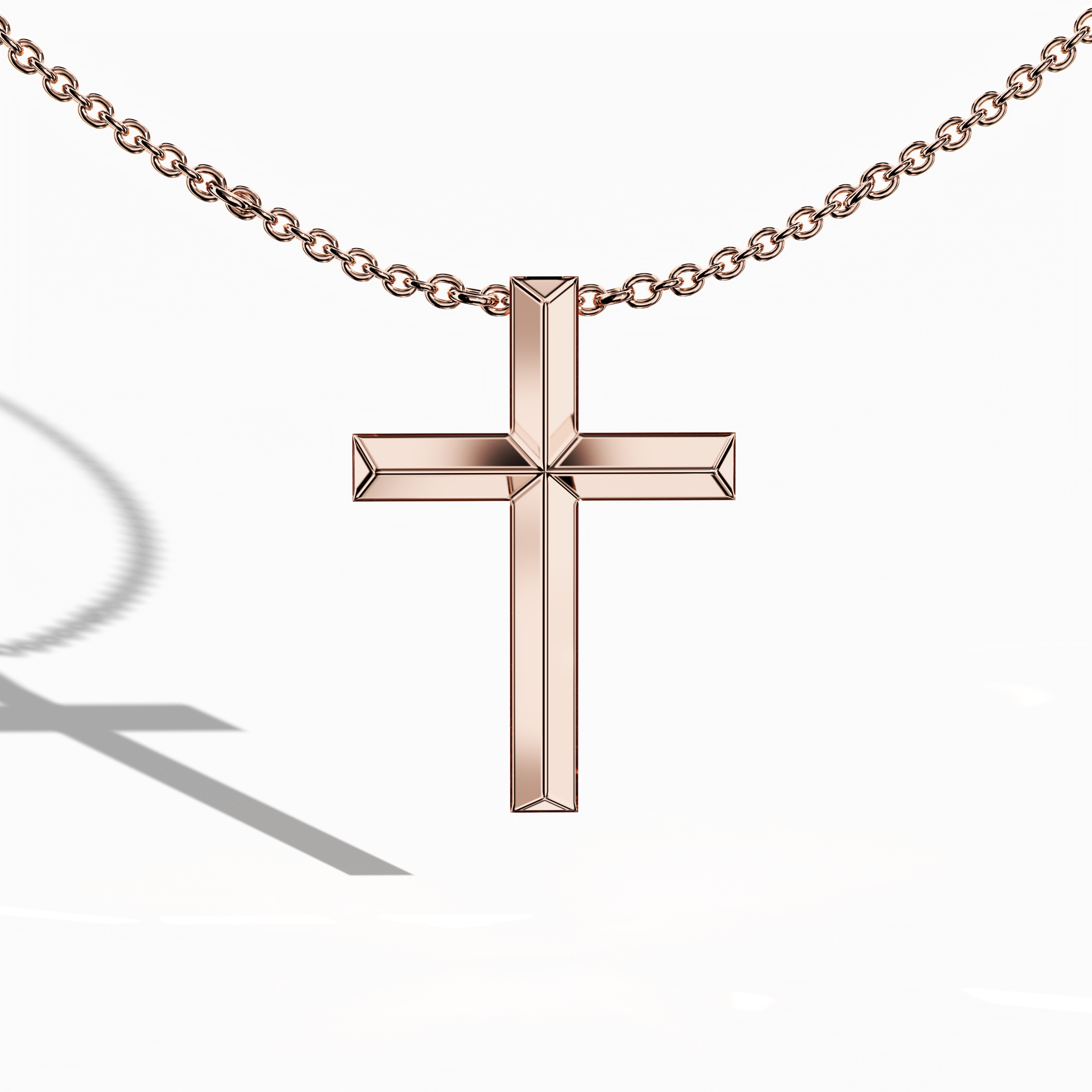 2 step cross pendant in Rose Gold