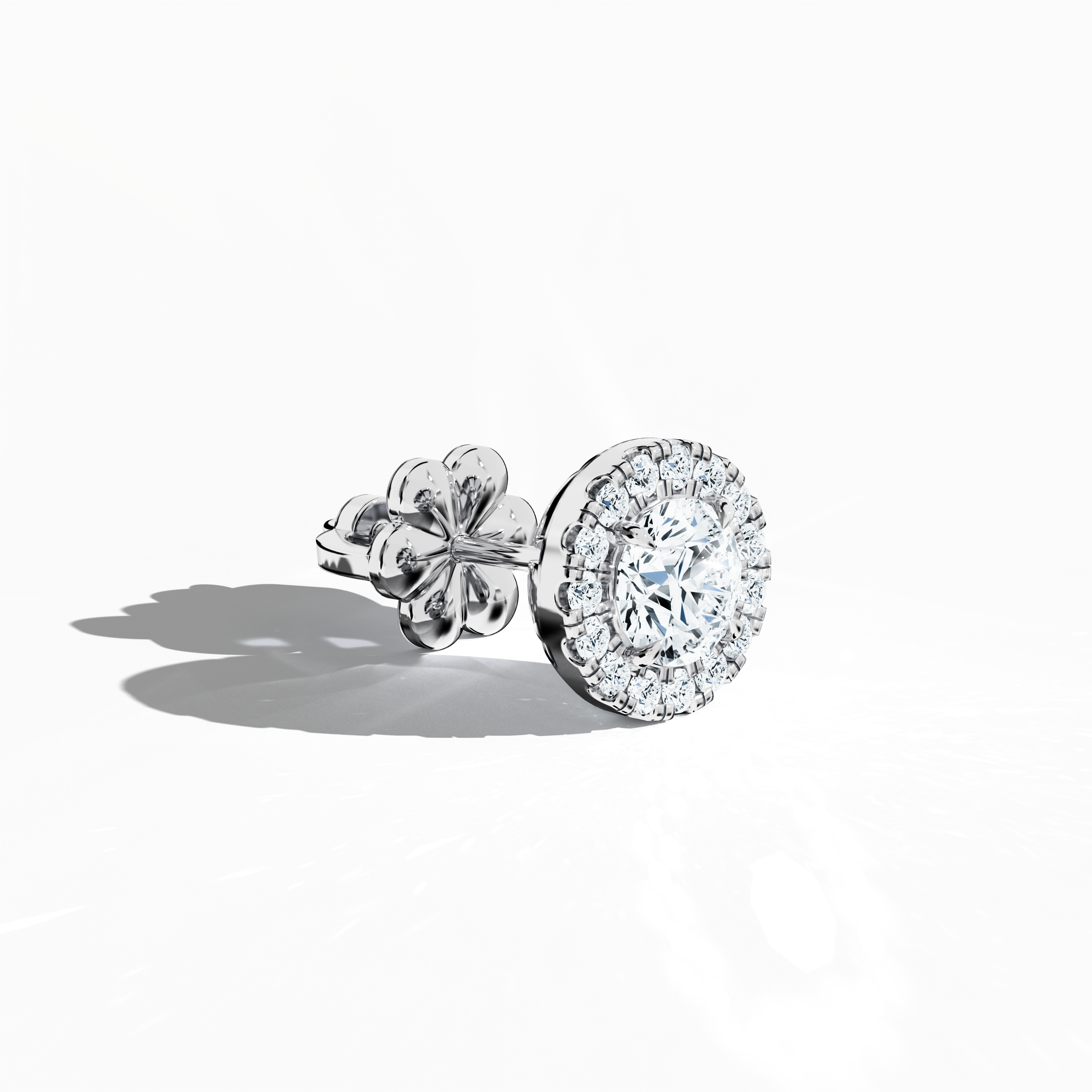 Halo Earring 1ct in White Gold