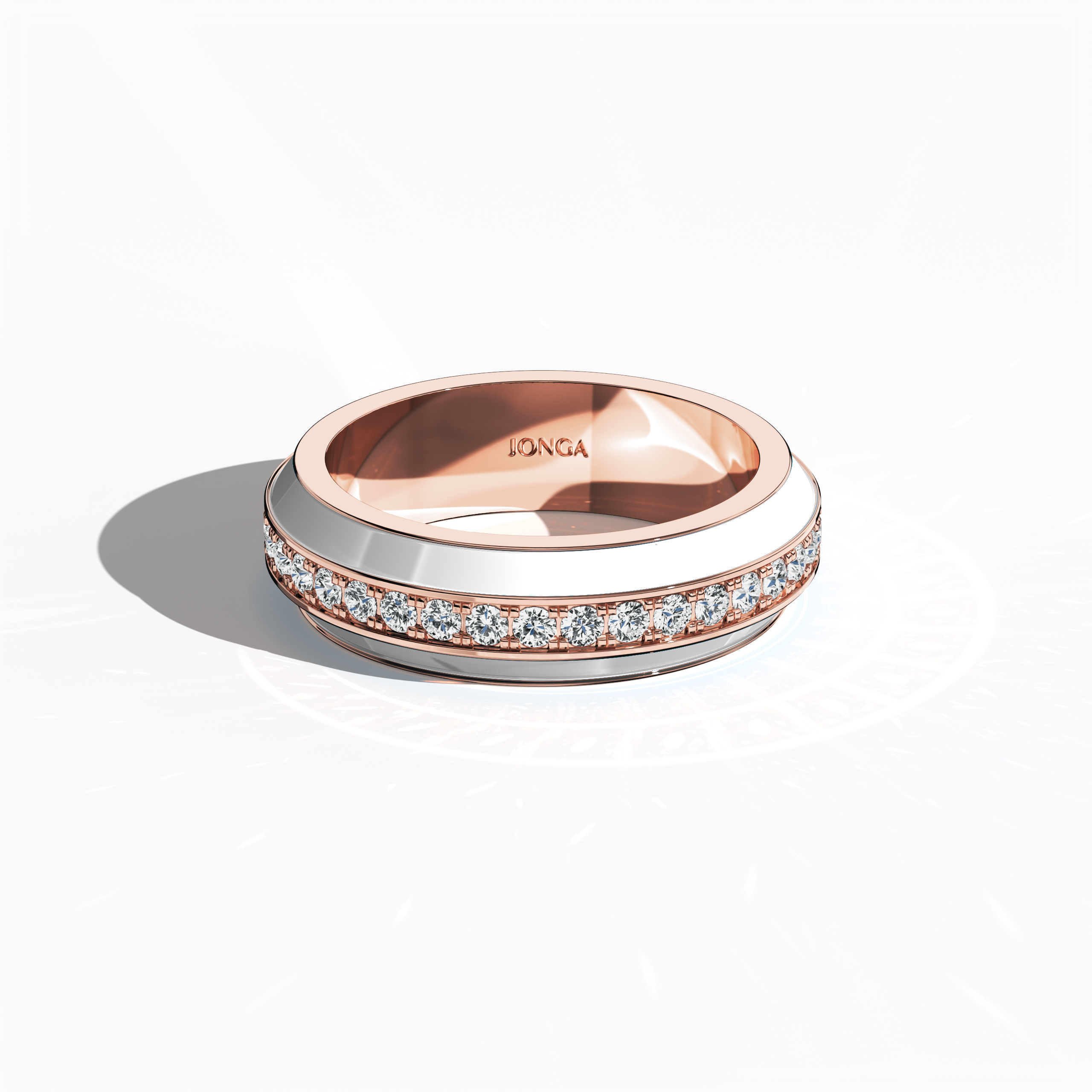 White Enamel Paved in Rose Gold