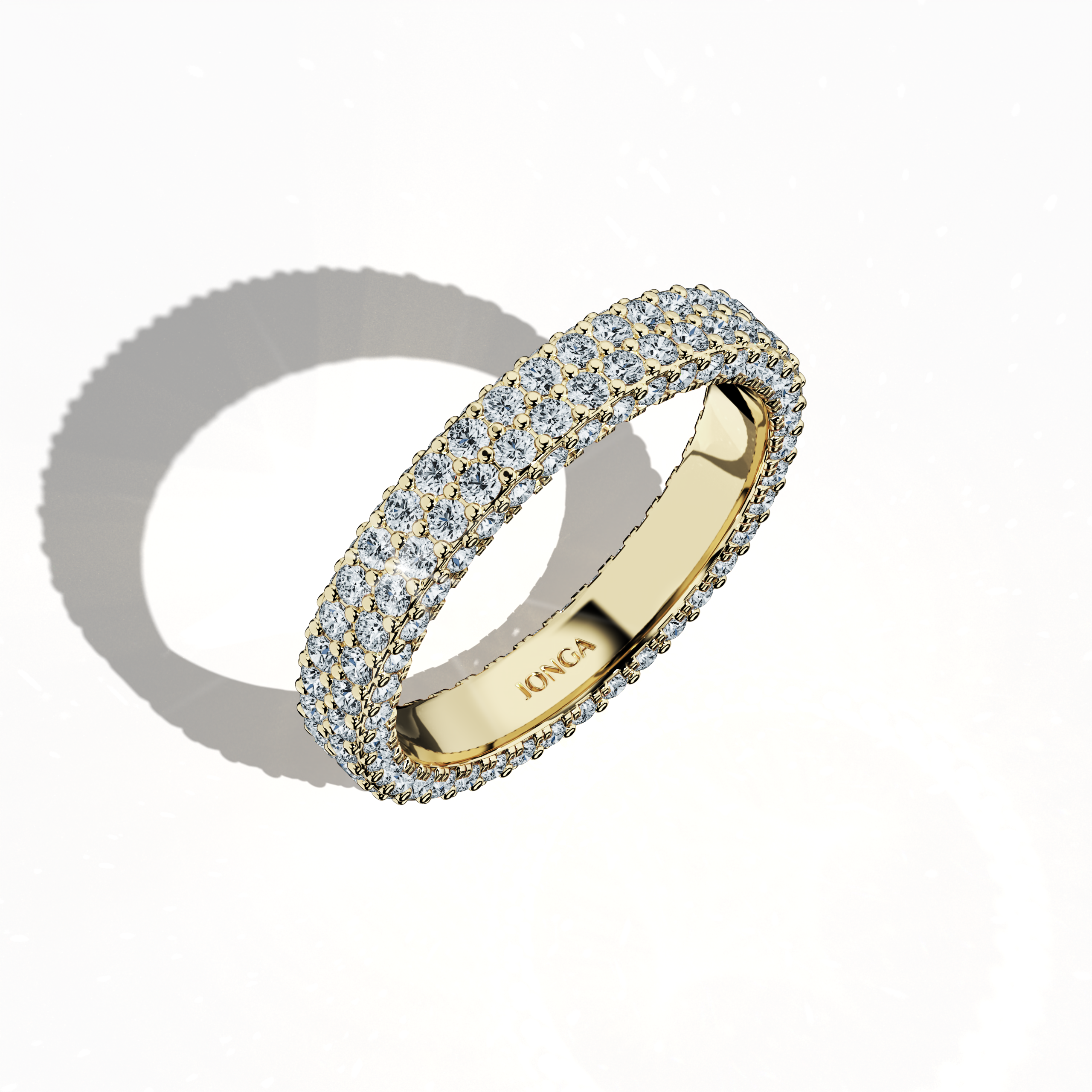 4 row Paved Band in Yellow gold