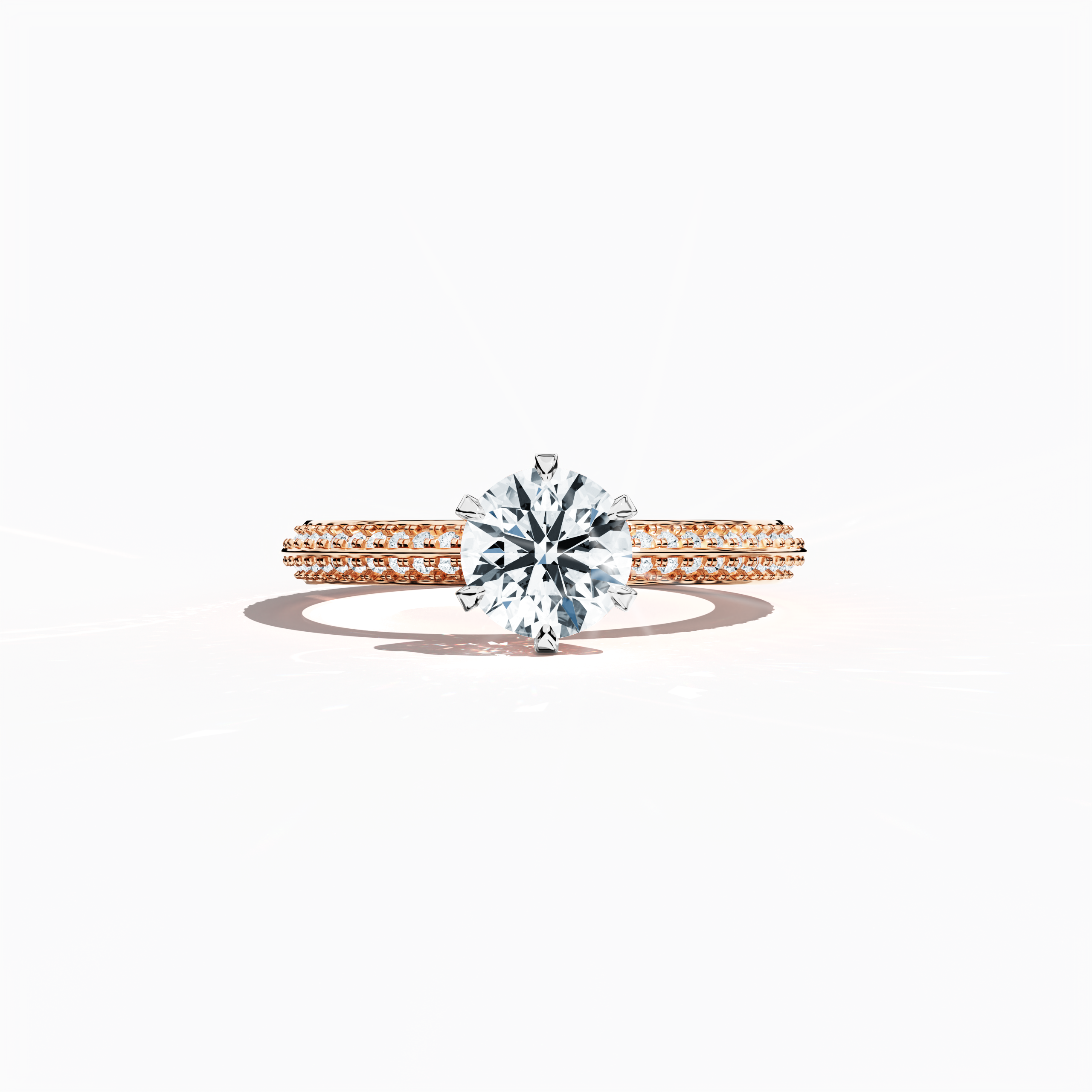 2s Solitaire ring paved - 1.00ct in Rose Gold