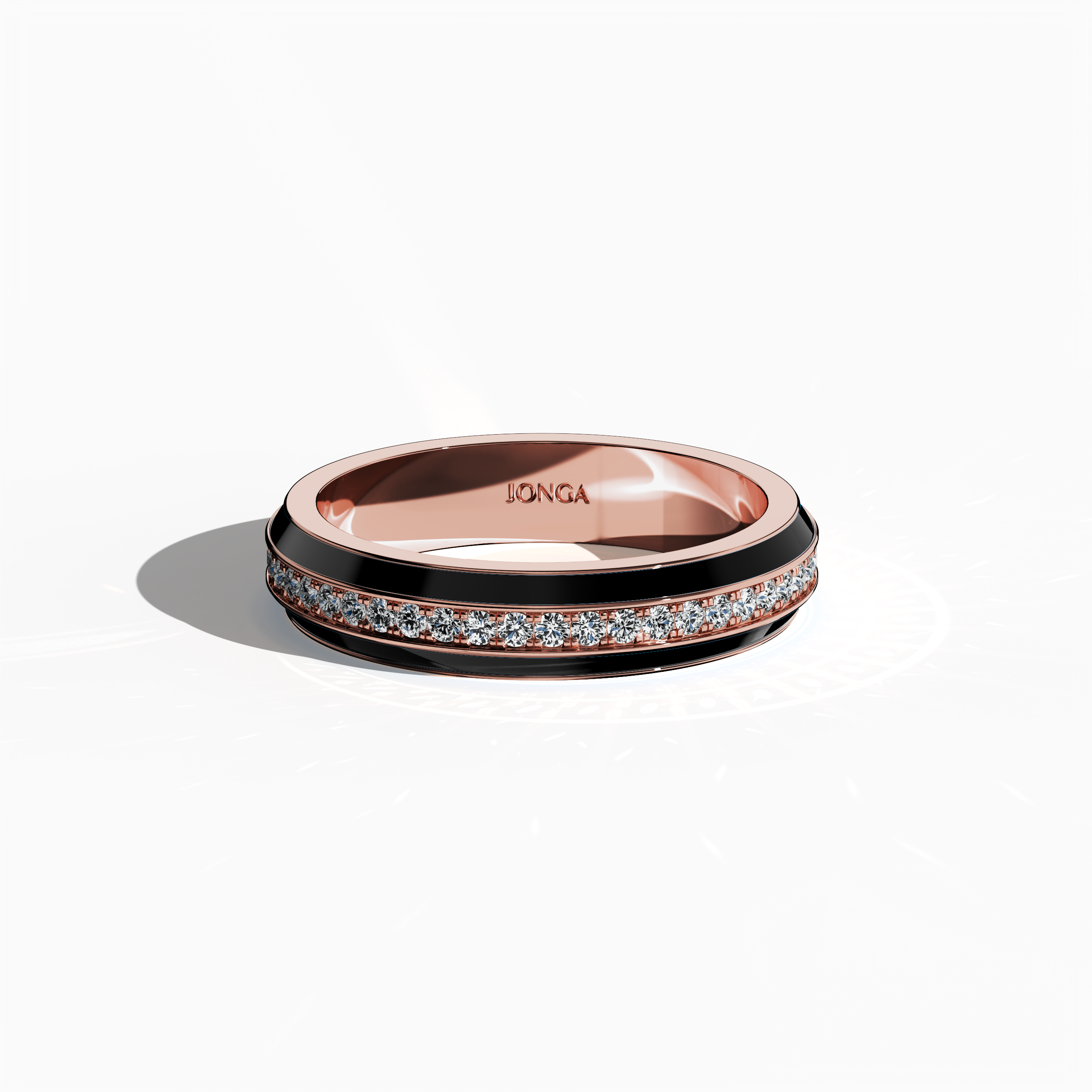 Black Enamel Paved in Rose Gold for Her