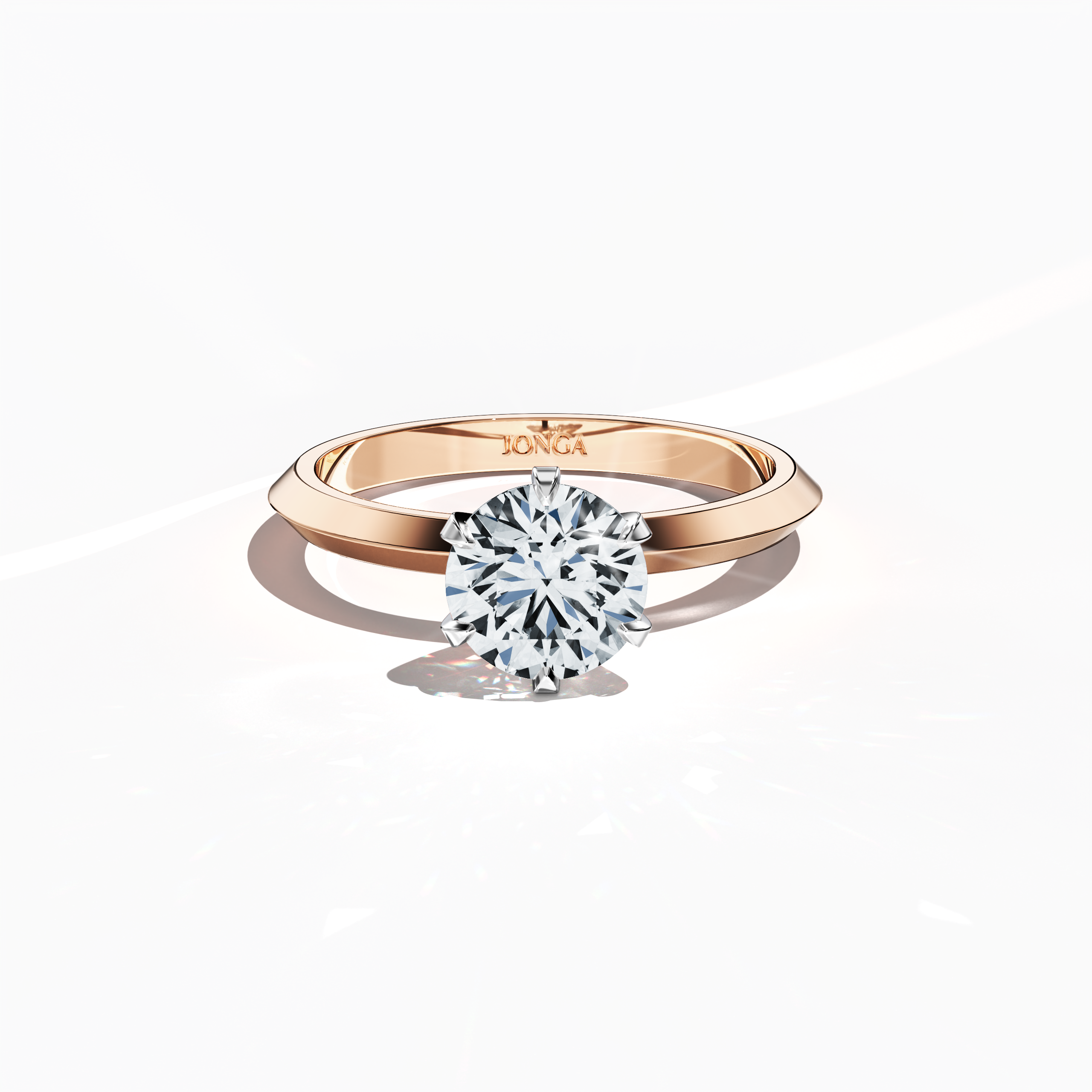 2 step Solitaire Ring 2 ct in Rose gold