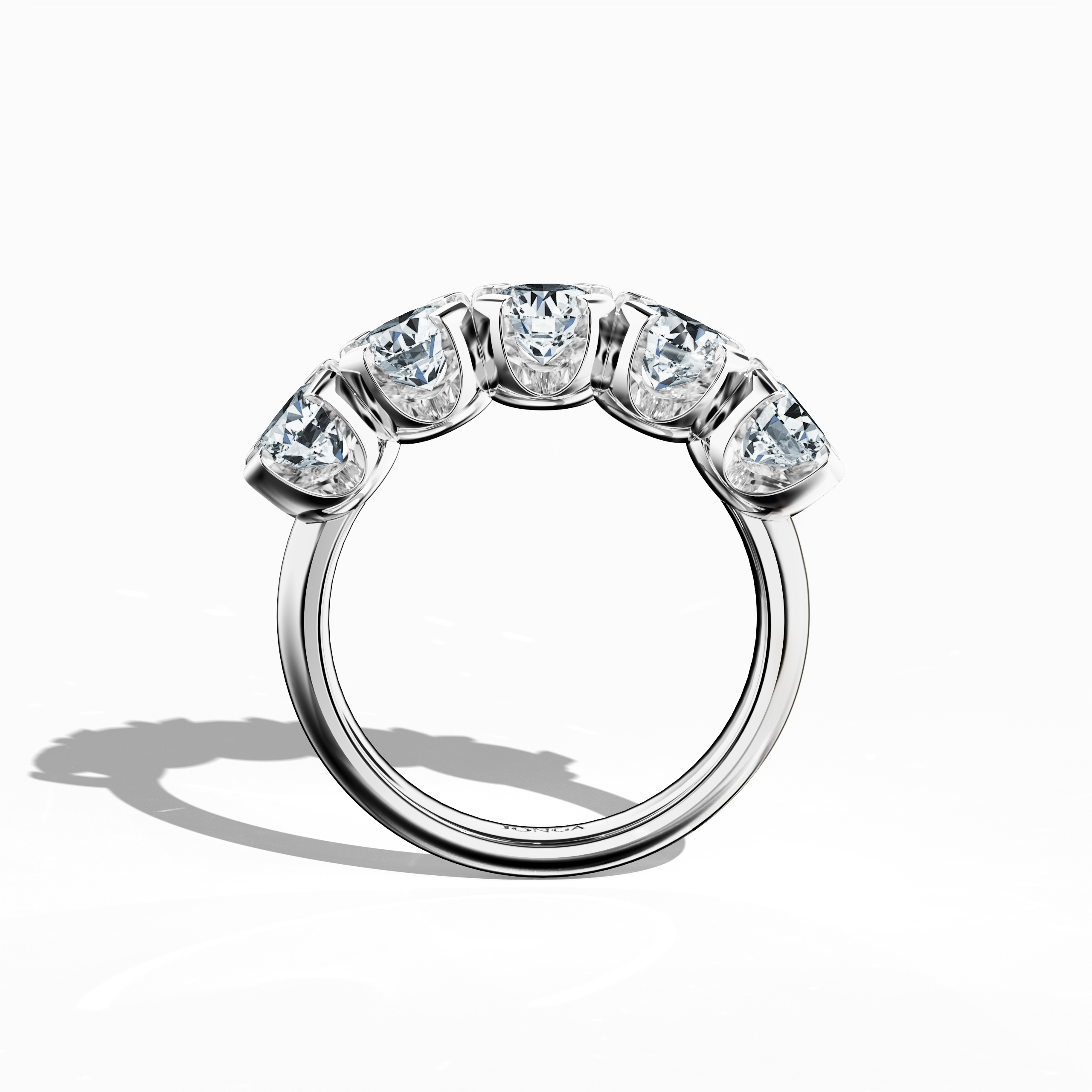 Five crown 0.50ct White gold ring