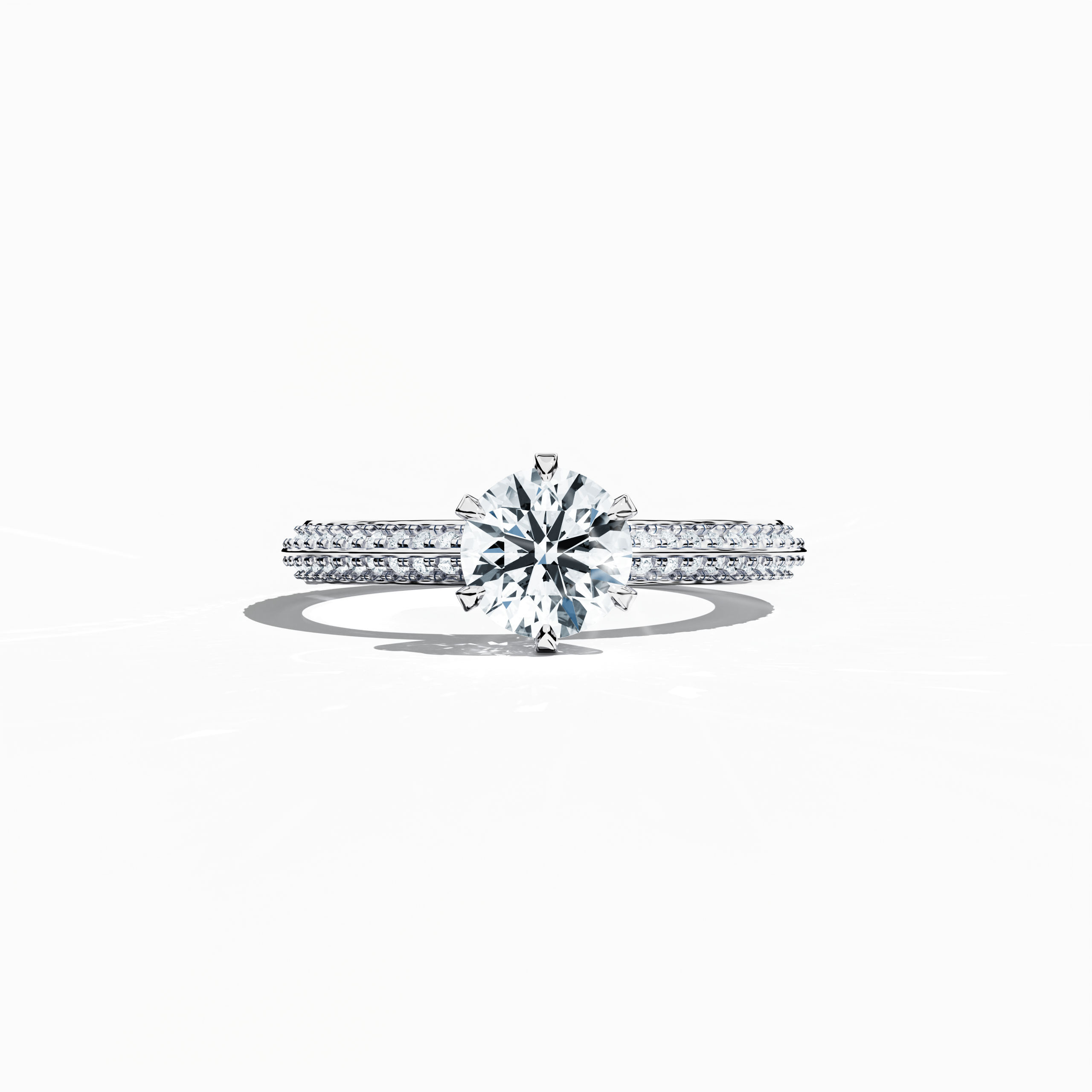 2s Solitaire ring paved - 1.00ct in White Gold