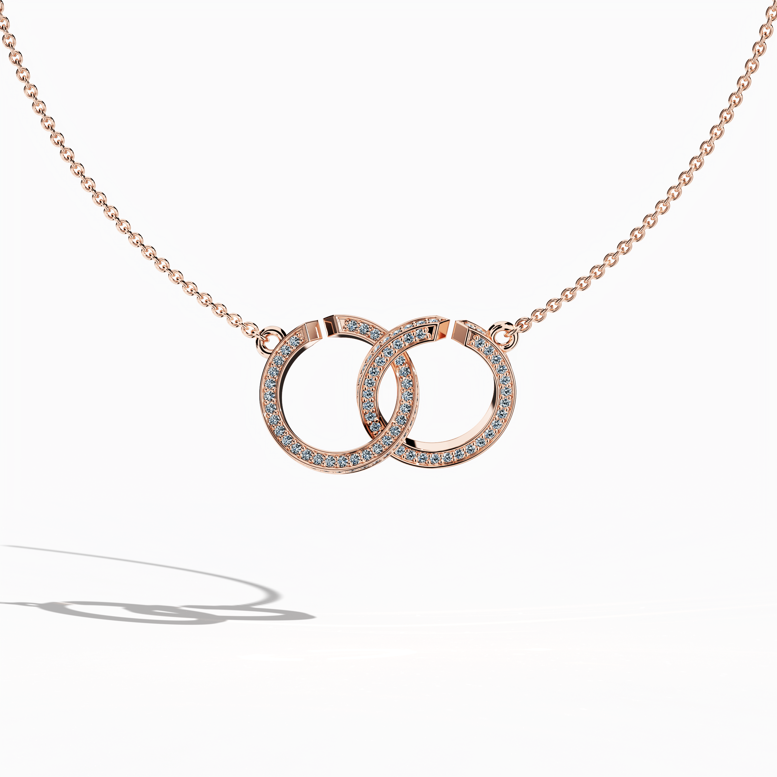 Inter Lock Diamond Pendant in Rose Gold