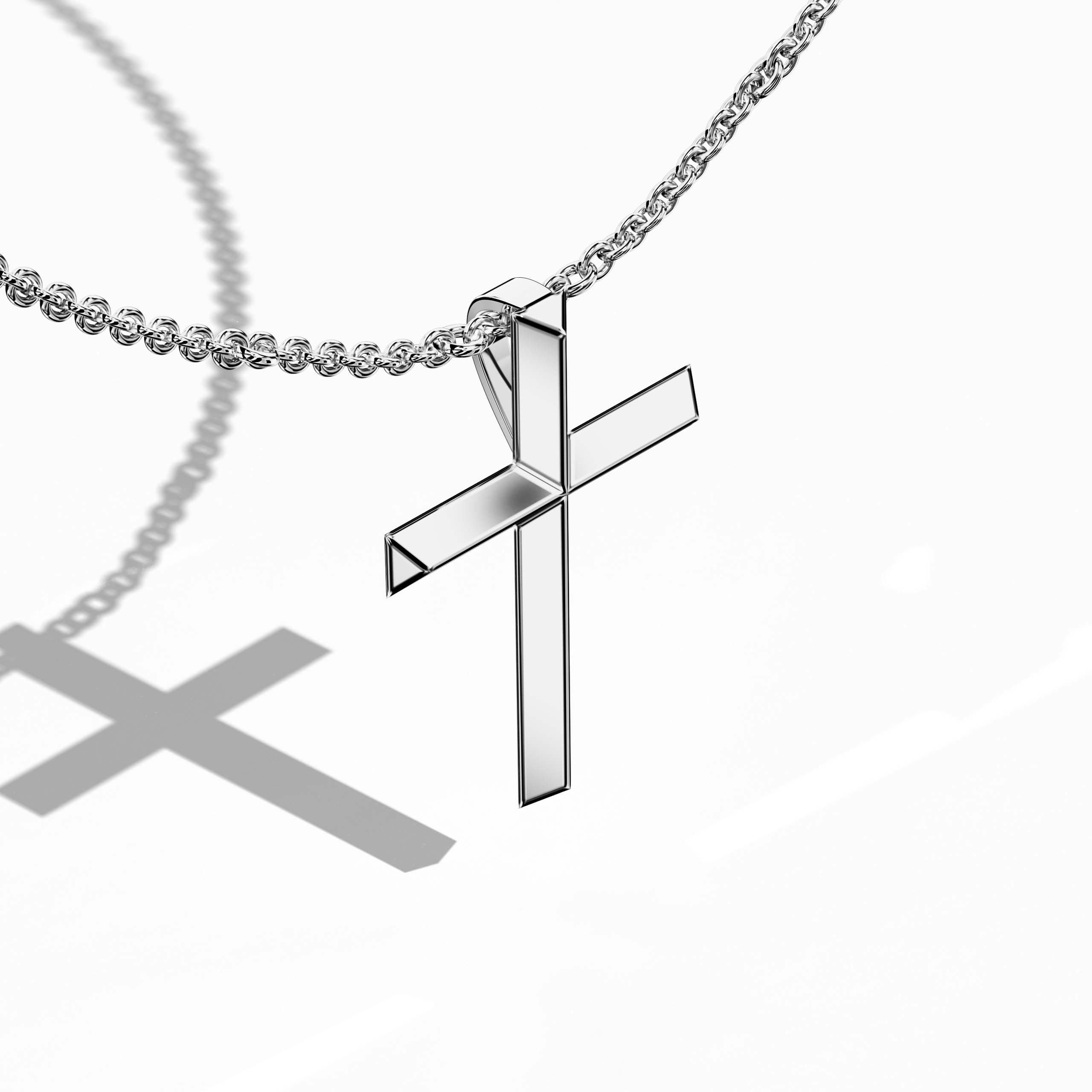 2 step cross pendant in White Gold