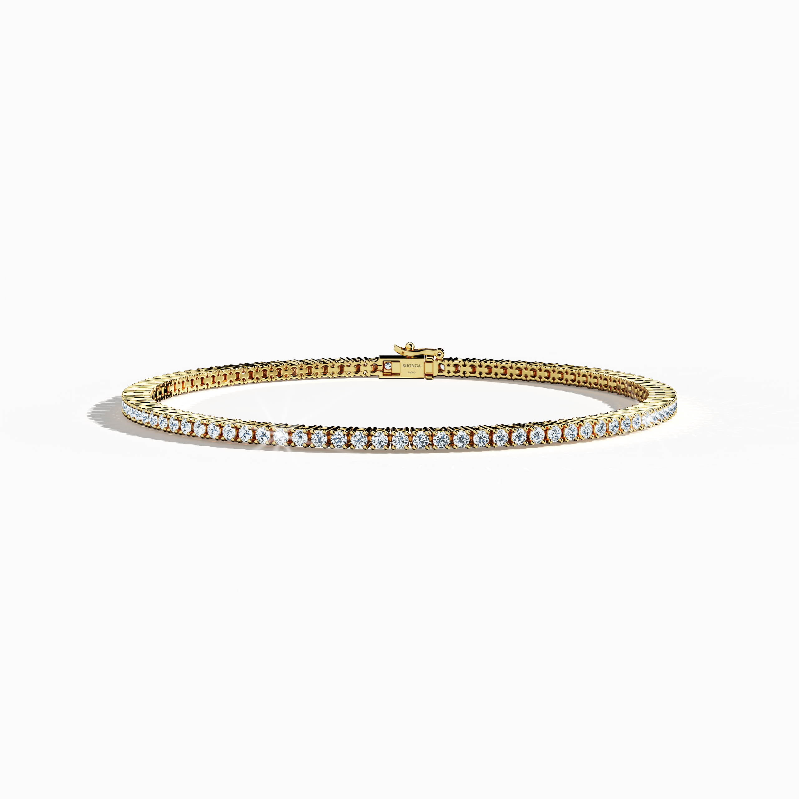 Captured in a refined sleeping front top view, this exquisite 2-carat diamond tennis bracelet in radiant yellow gold—also known as golden gold or aurum‑hued gold—exemplifies outstanding fine jewelry/jewellry design. The unbroken row of dazzling diamonds, set in a timeless pattern, is often described as a diamond wristband, diamond cuff, or luxurious arm candy. Merging exceptional craftsmanship with modern elegance, this luxury accessory radiates international allure and sophisticated charm.

