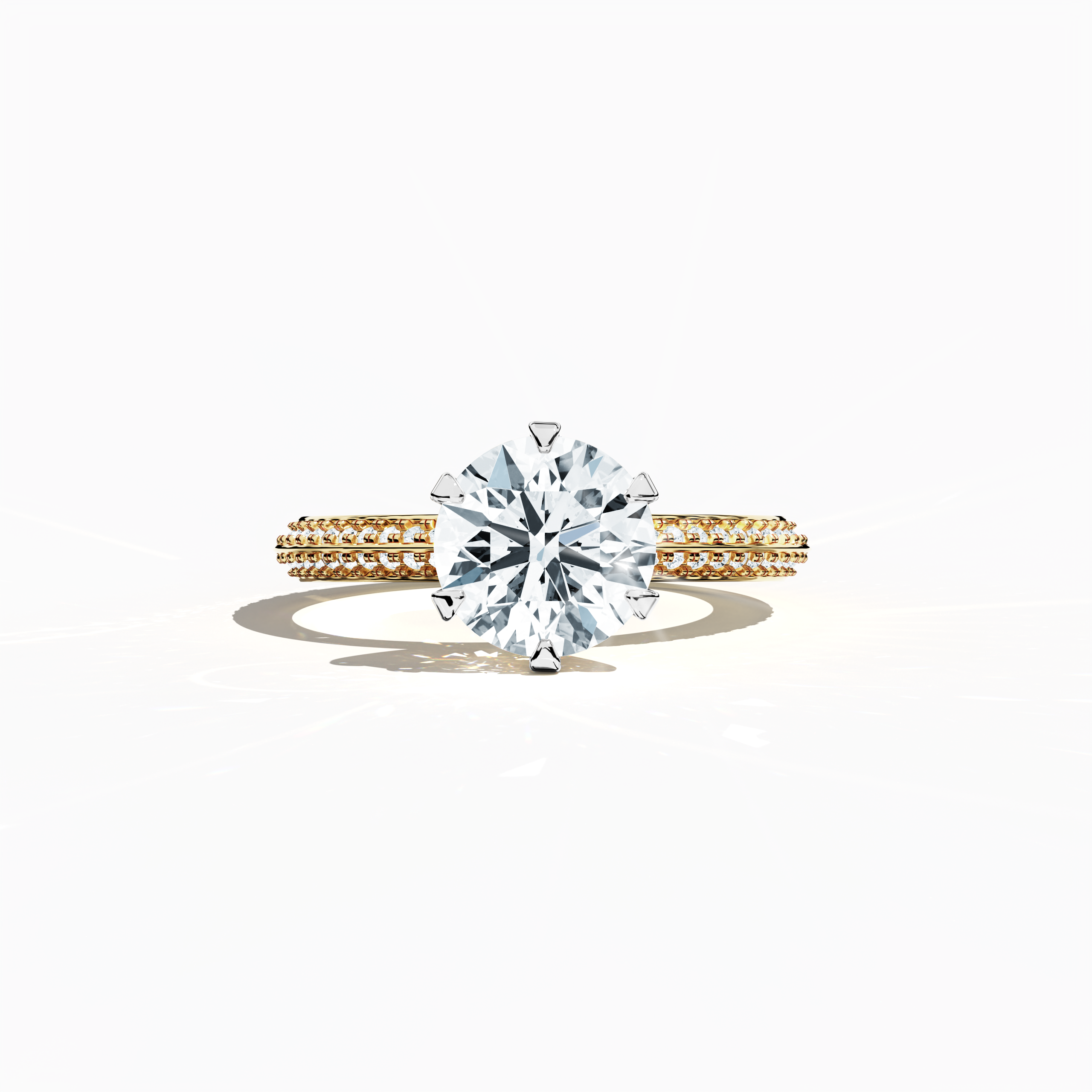 2s Solitaire ring paved-2.00ct Yellow Gold