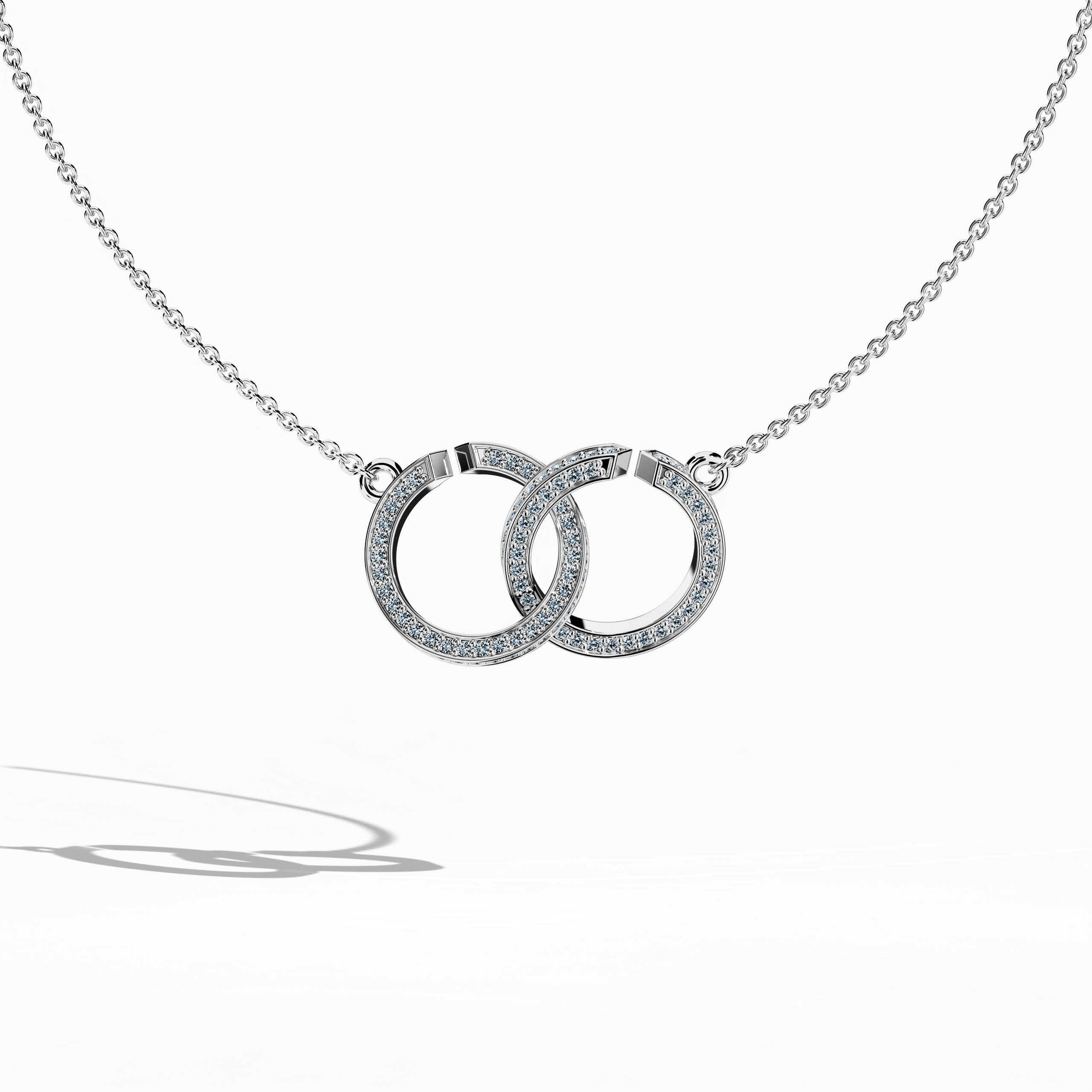 Inter Lock Diamond Pendant in White Gold