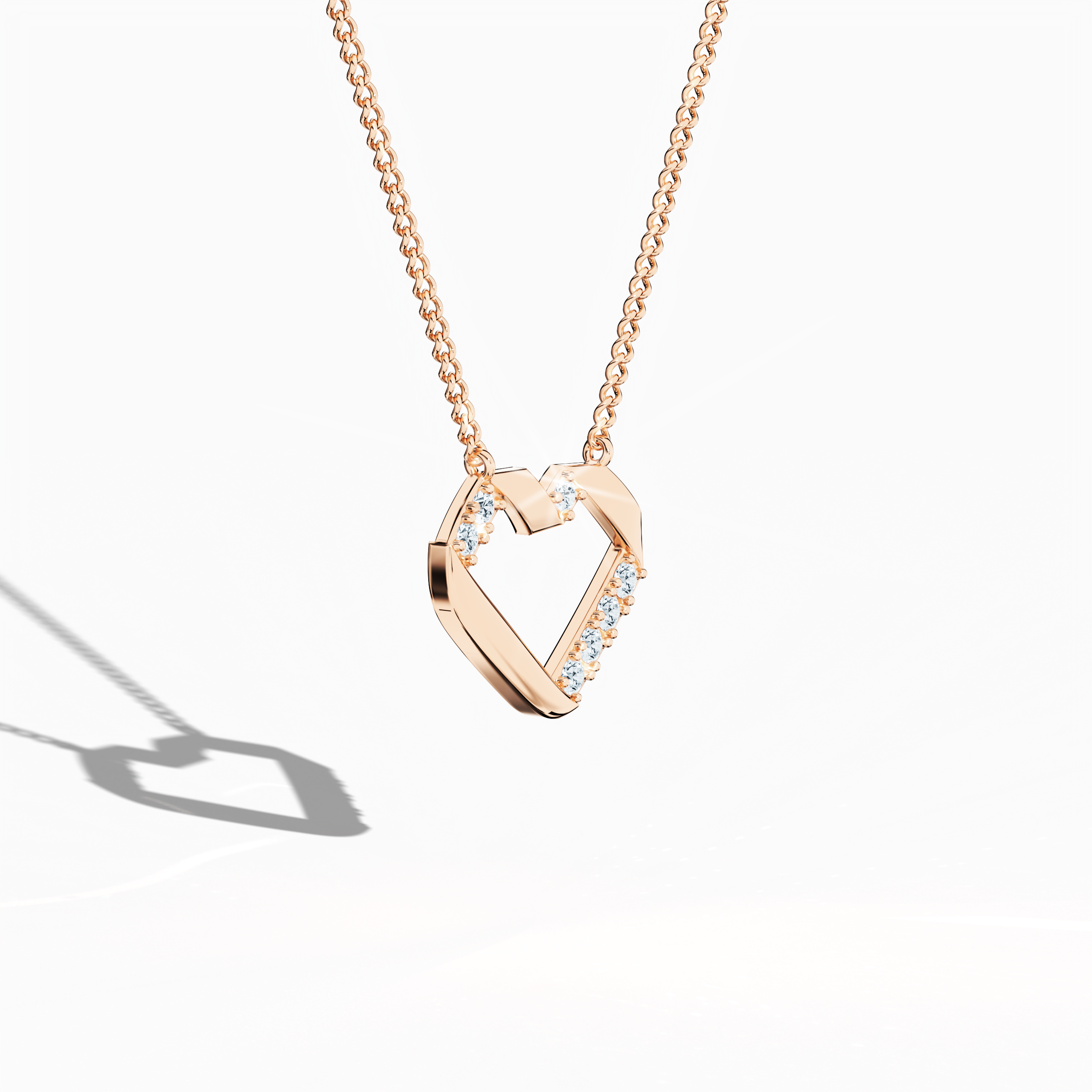 Diamond heart-pendent Rose Gold