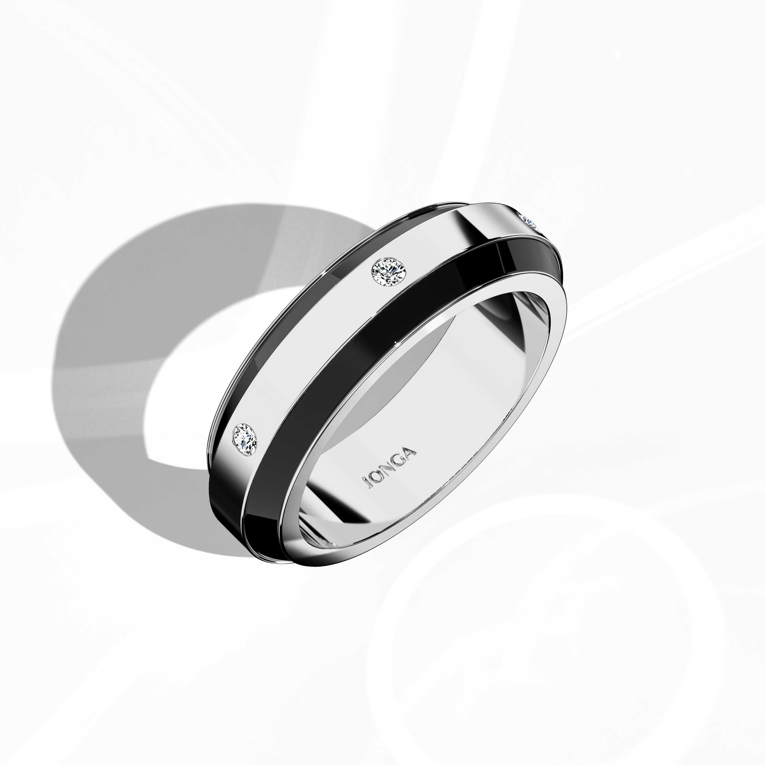 Black Enamel with 6 diamonds in White Gold