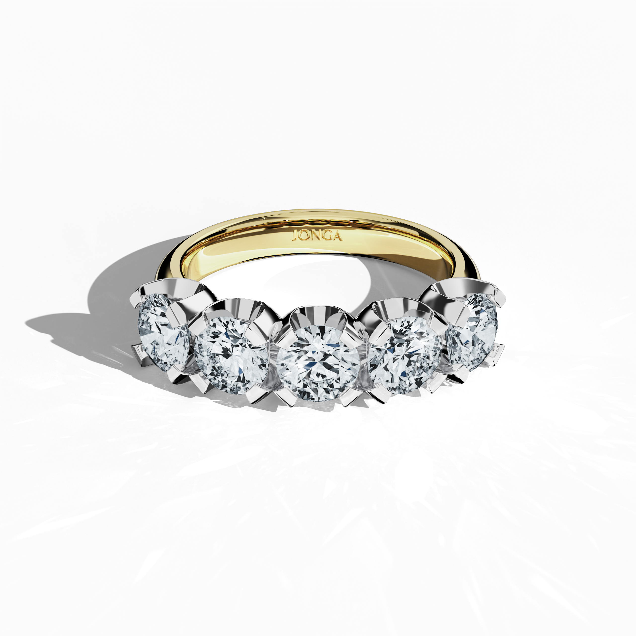 Five crown 0.50ct Yellow gold ring