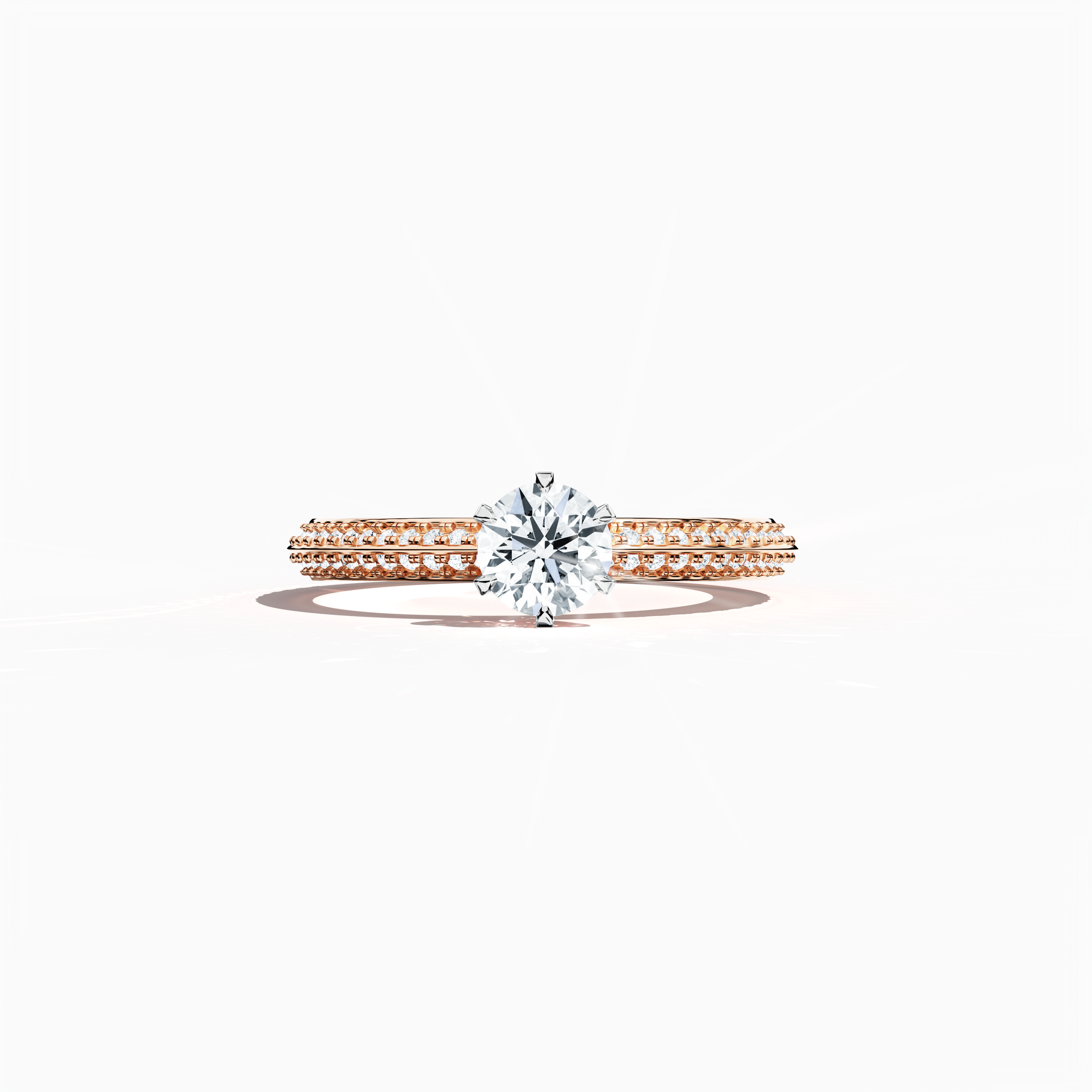 2s Solitaire ring paved-0.50ct in Rose Gold