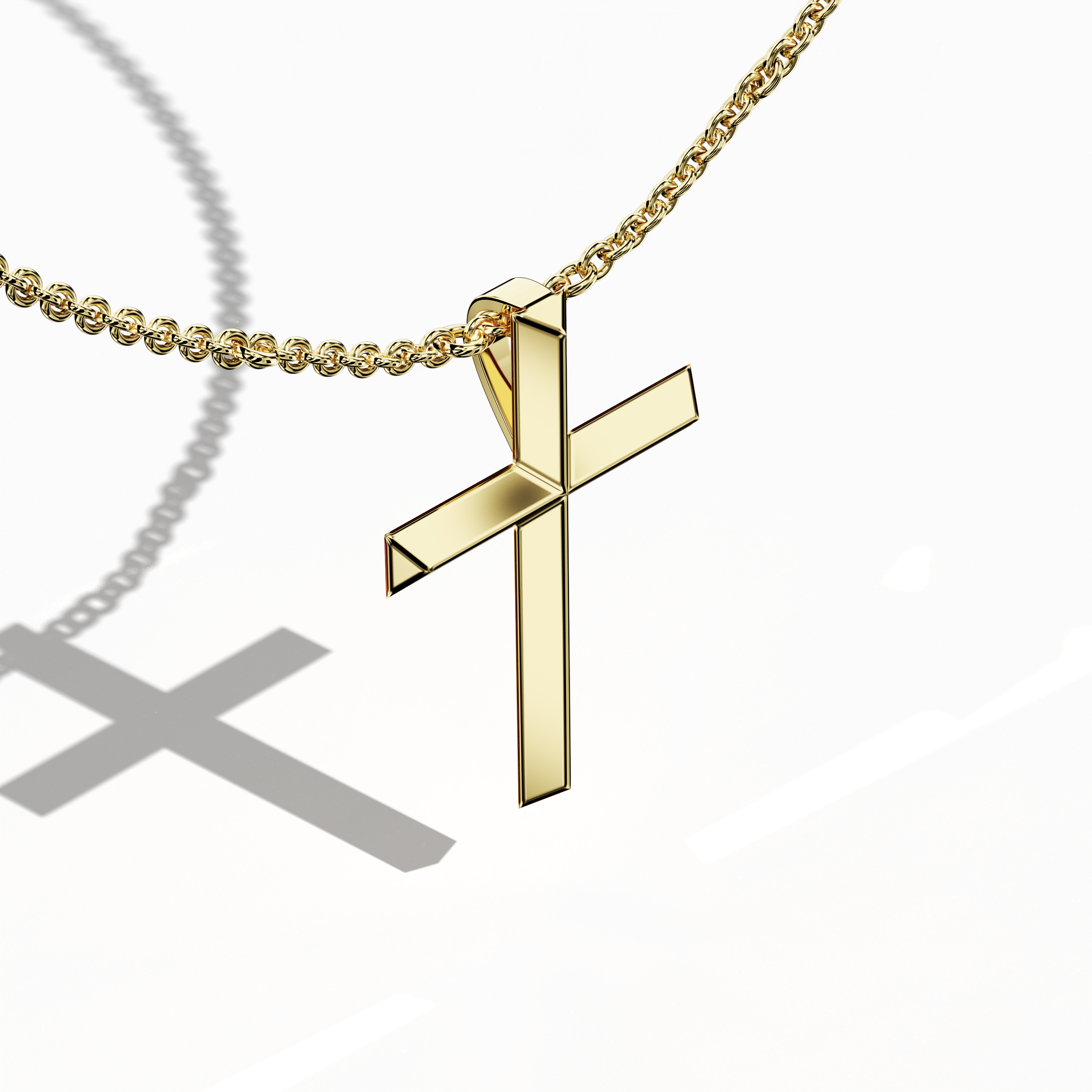 2 step cross pendant in Yellow Gold