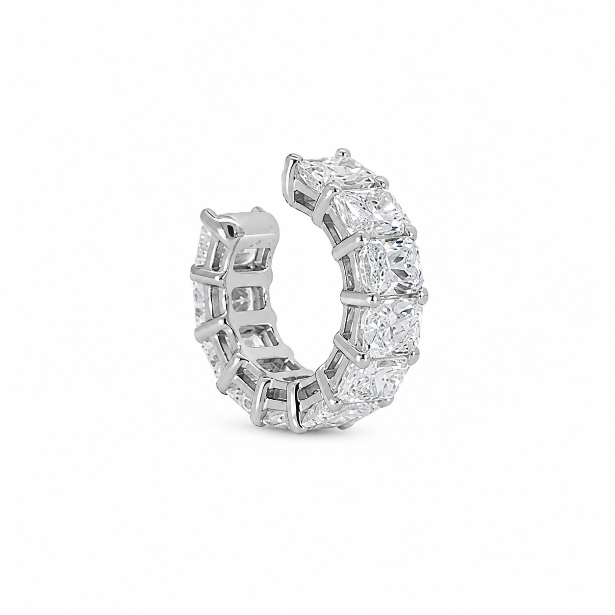 3.3 Carat Radiant cut diamond Ear cuff in 18K White Gold