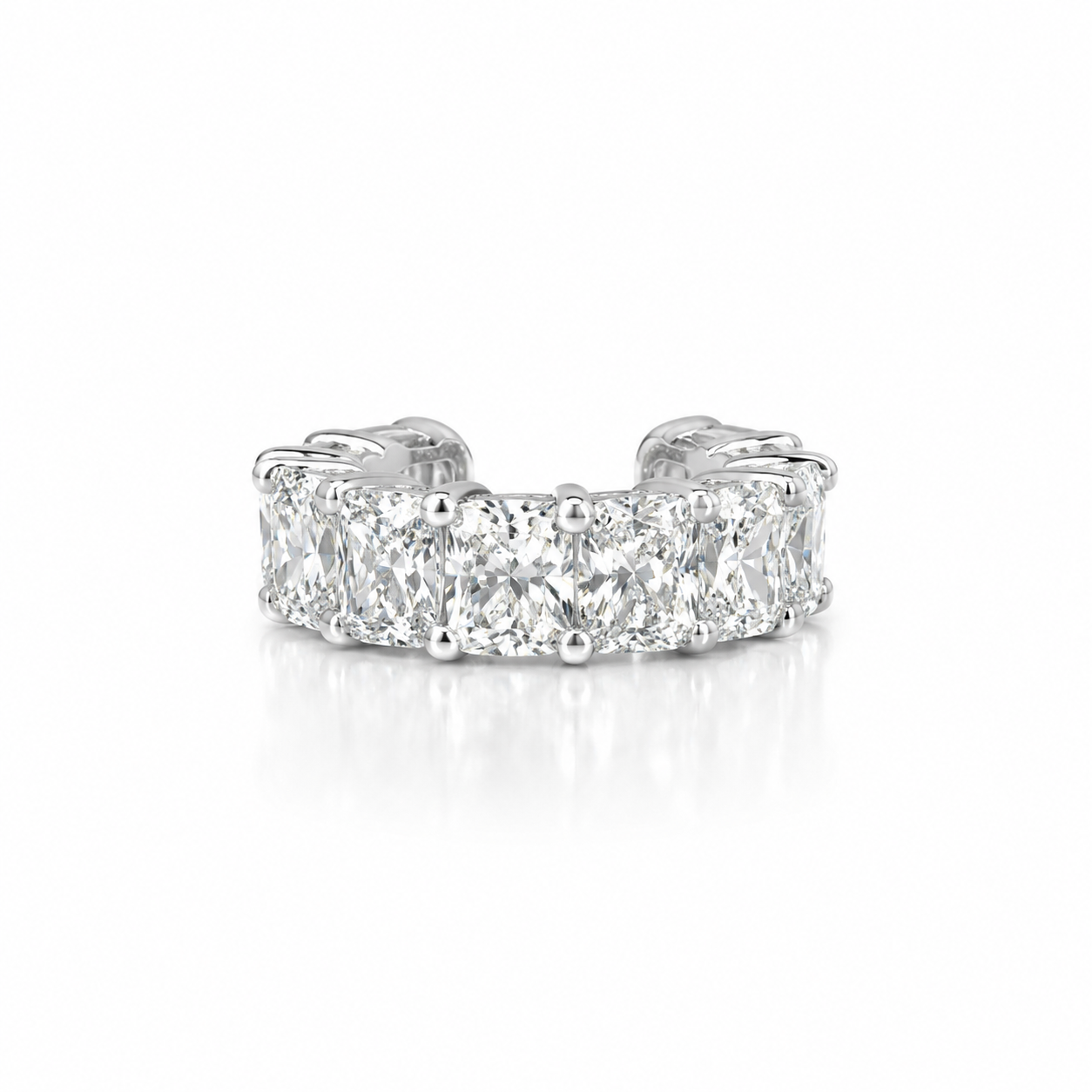 3.3 Carat Radiant cut diamond Ear cuff in 18K White Gold