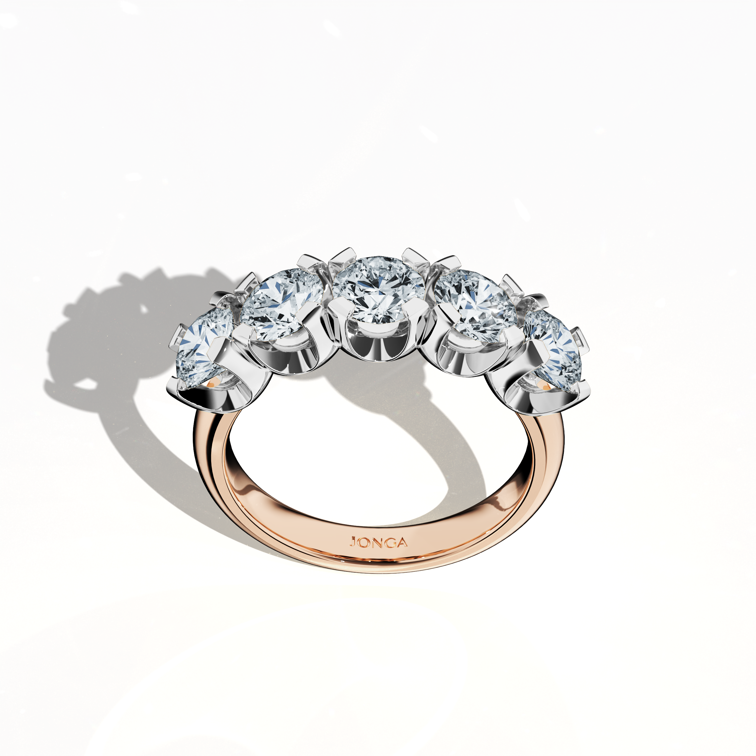 Five crown 0.50ct rose gold ring