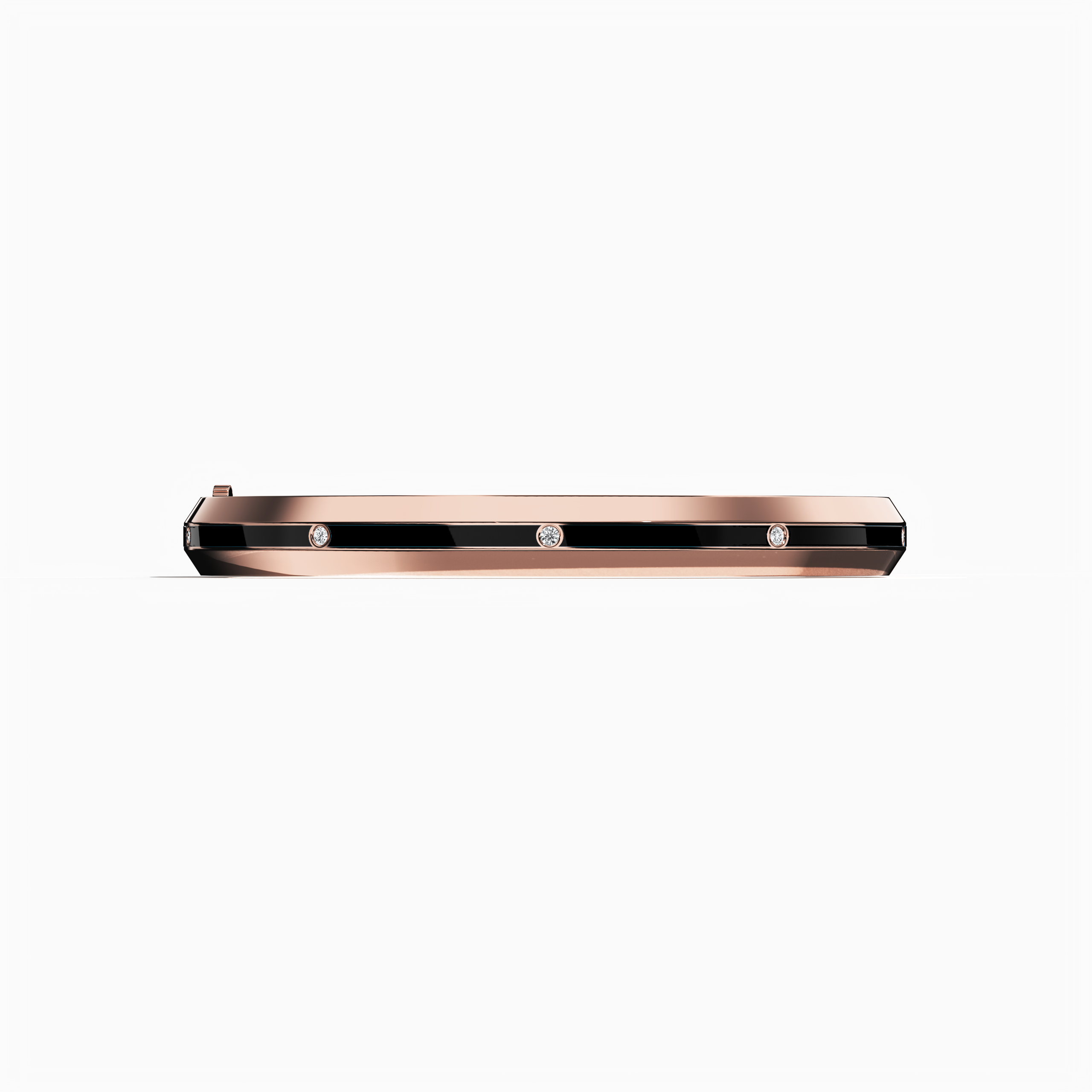 Center Step Black Enamel 9-Diamond Bangle In Rose Gold