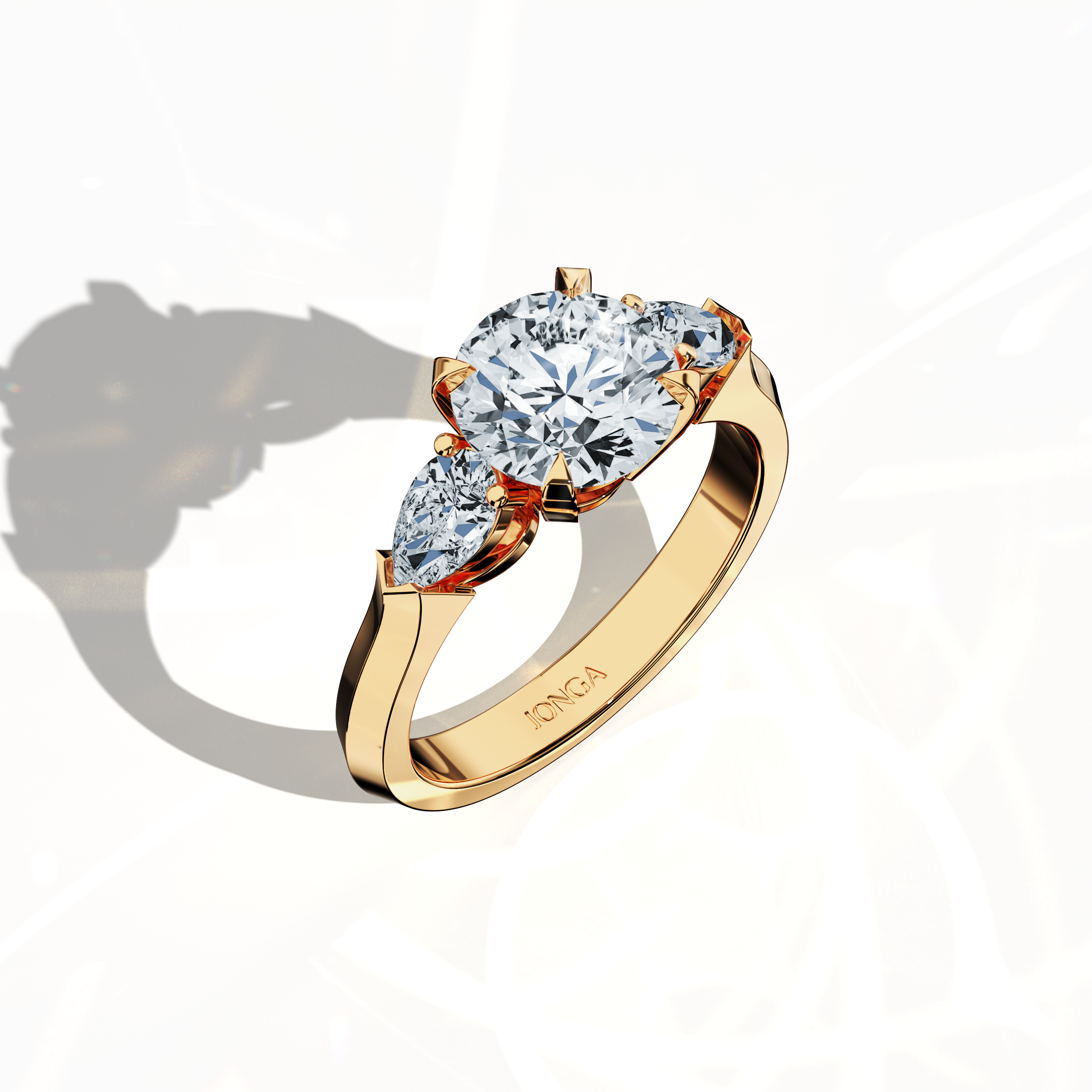 Round 2 ct Trio Ring Yellow Gold