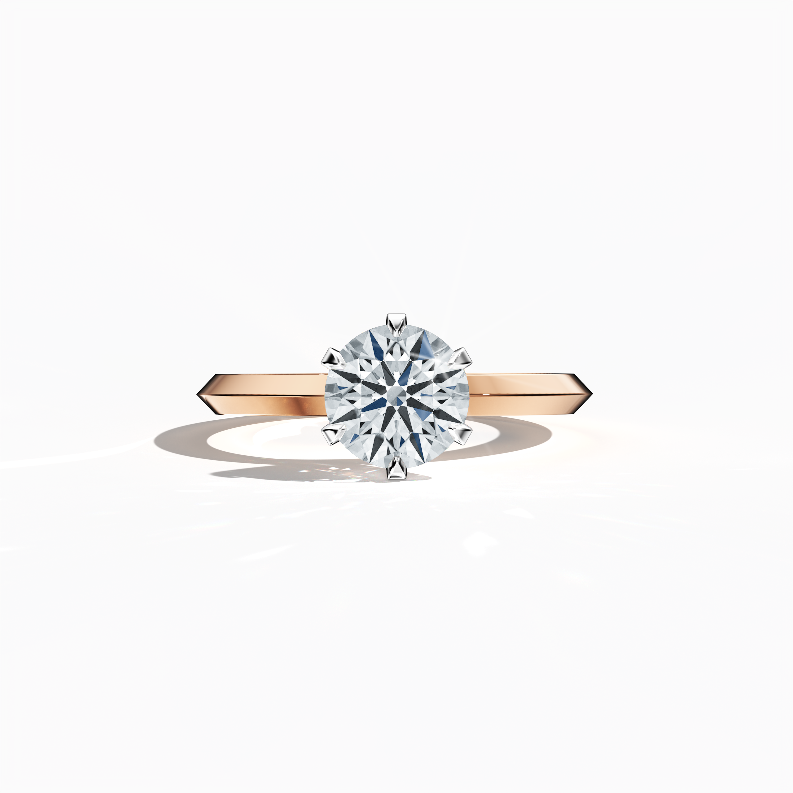 2 step Solitaire Ring 2 ct in Rose gold