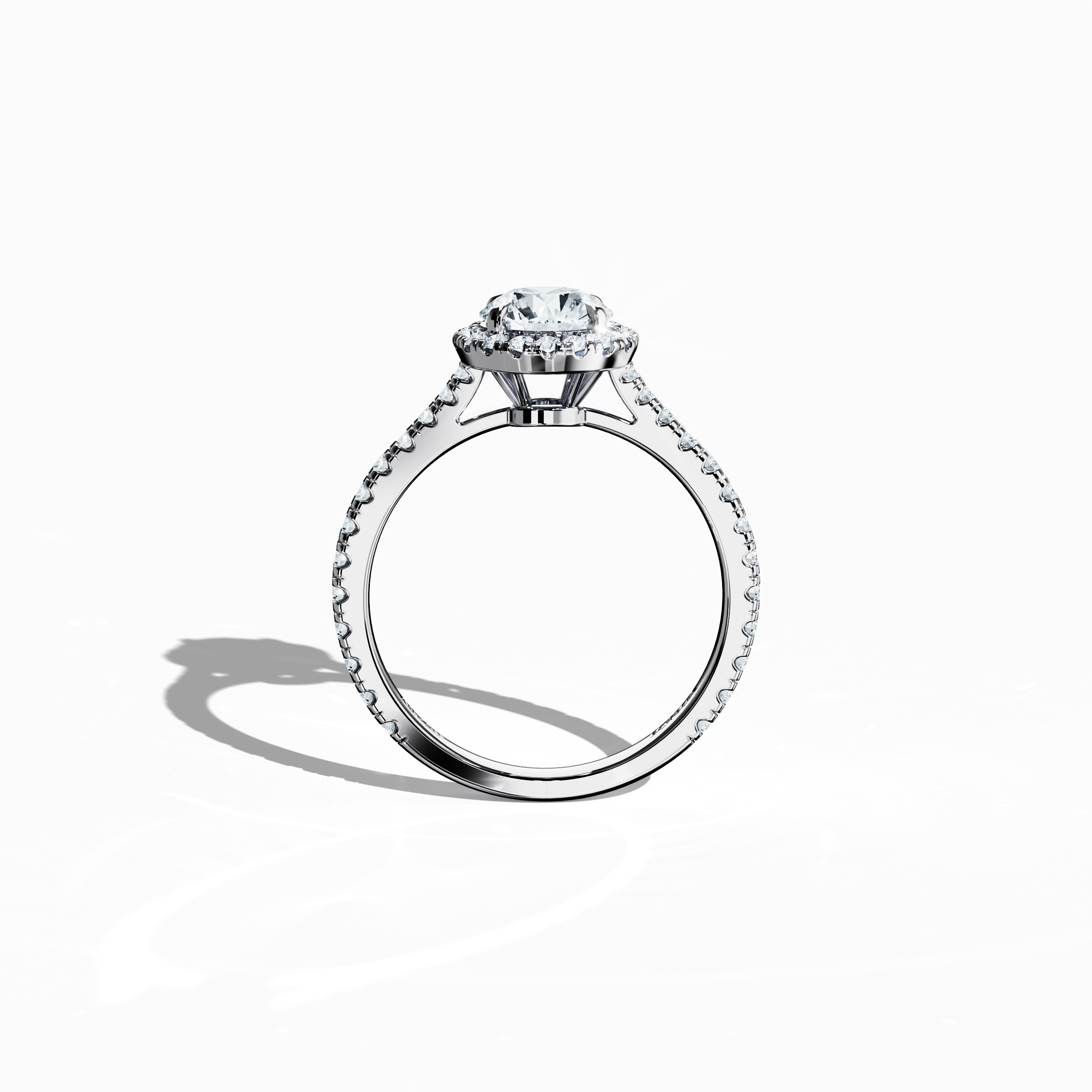 Halo Round Ring In White Gold