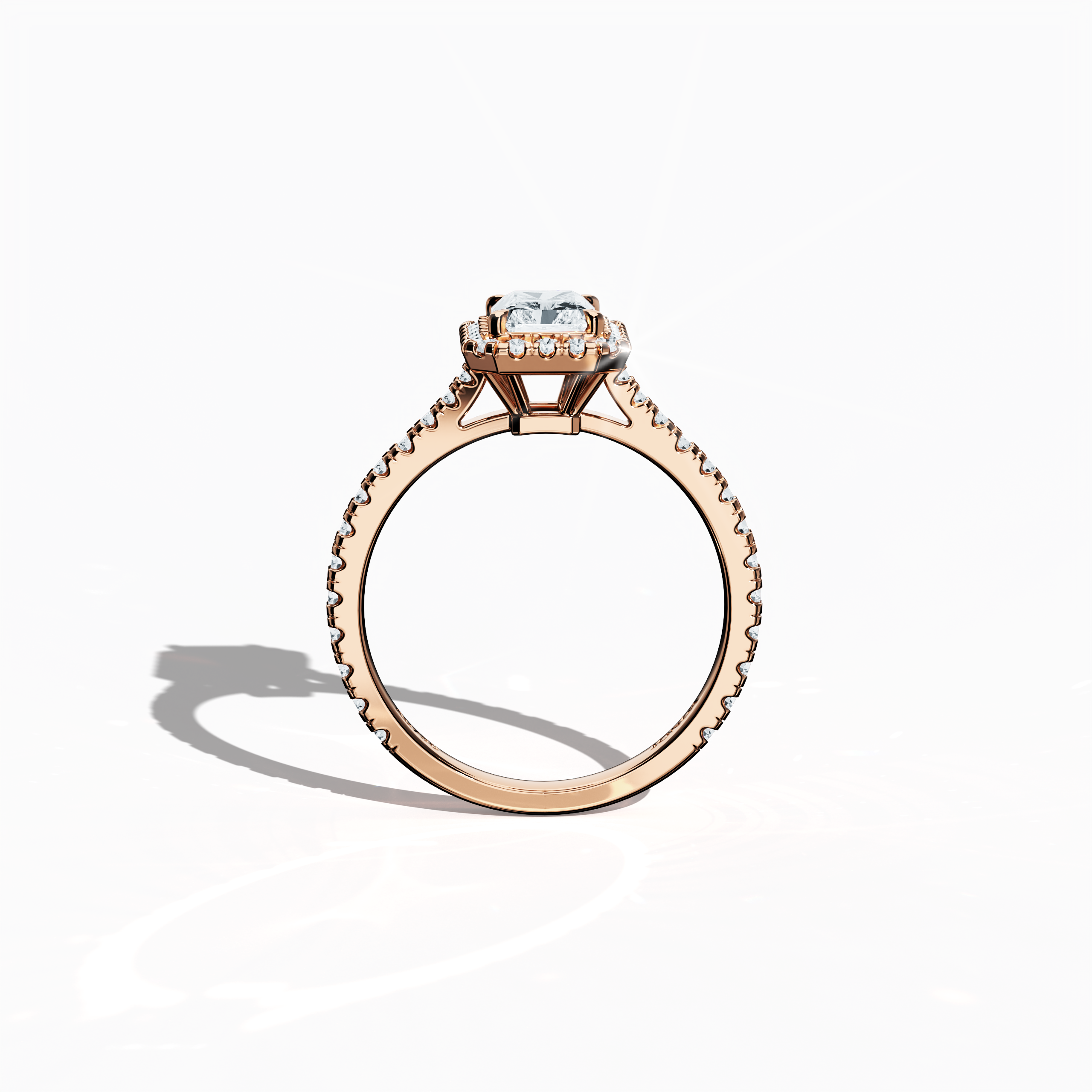 Halo Radiant Ring In Rose Gold