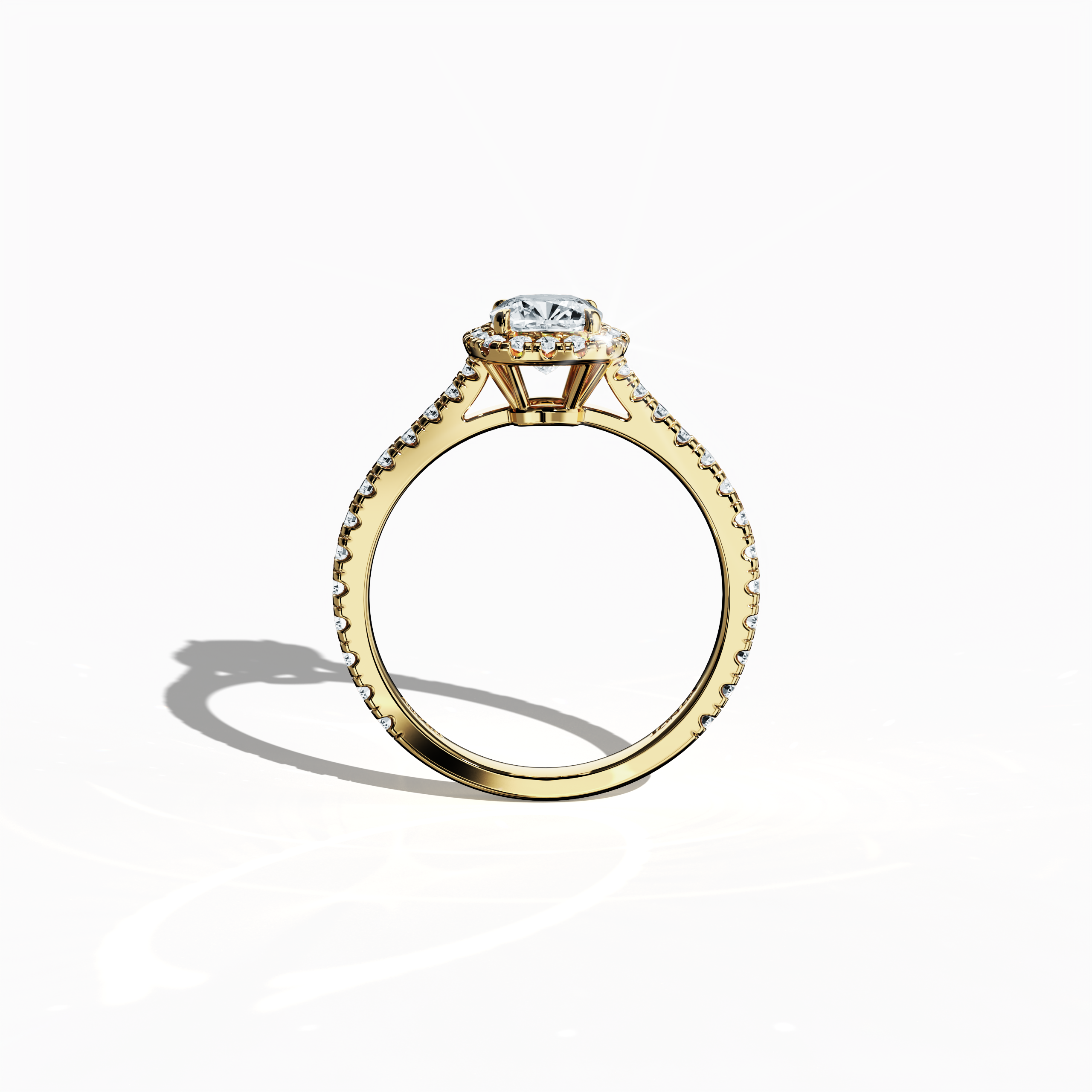 Halo Cushion Ring In Yellow Gold