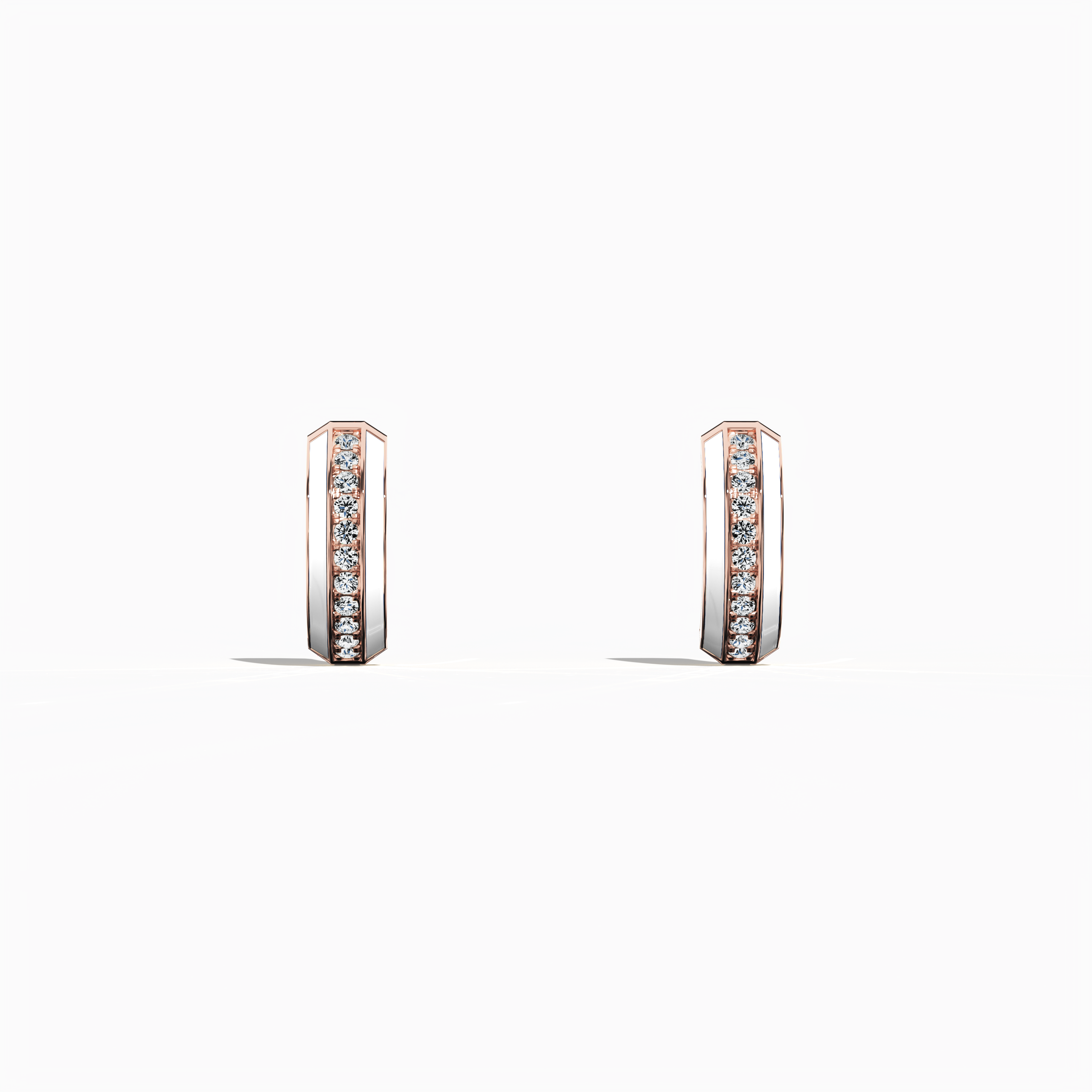 White Enamel Paved Stud in Rose Gold