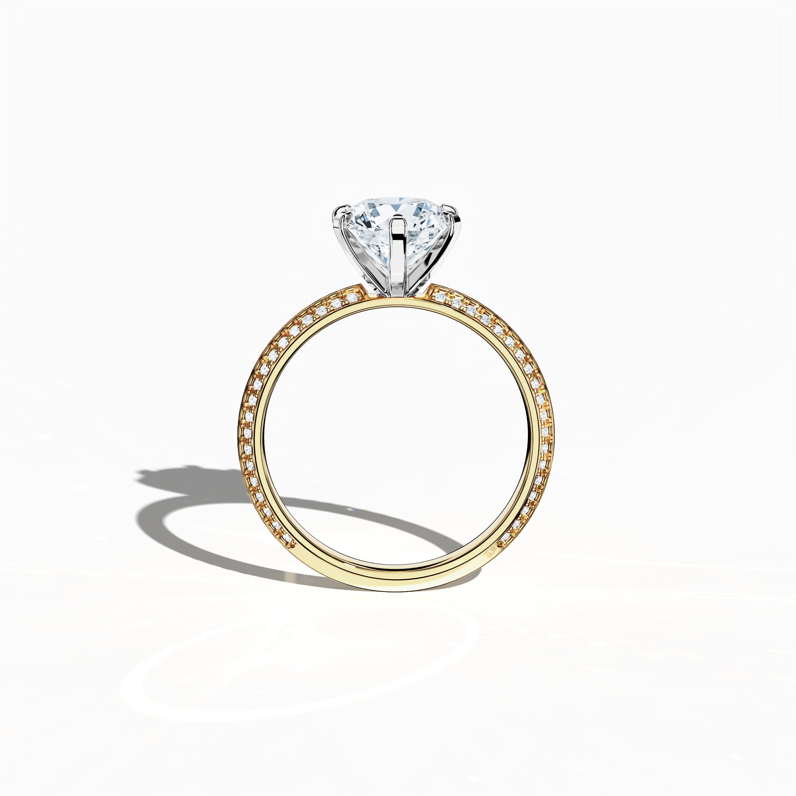 2s Solitaire ring paved-2.00ct Yellow Gold