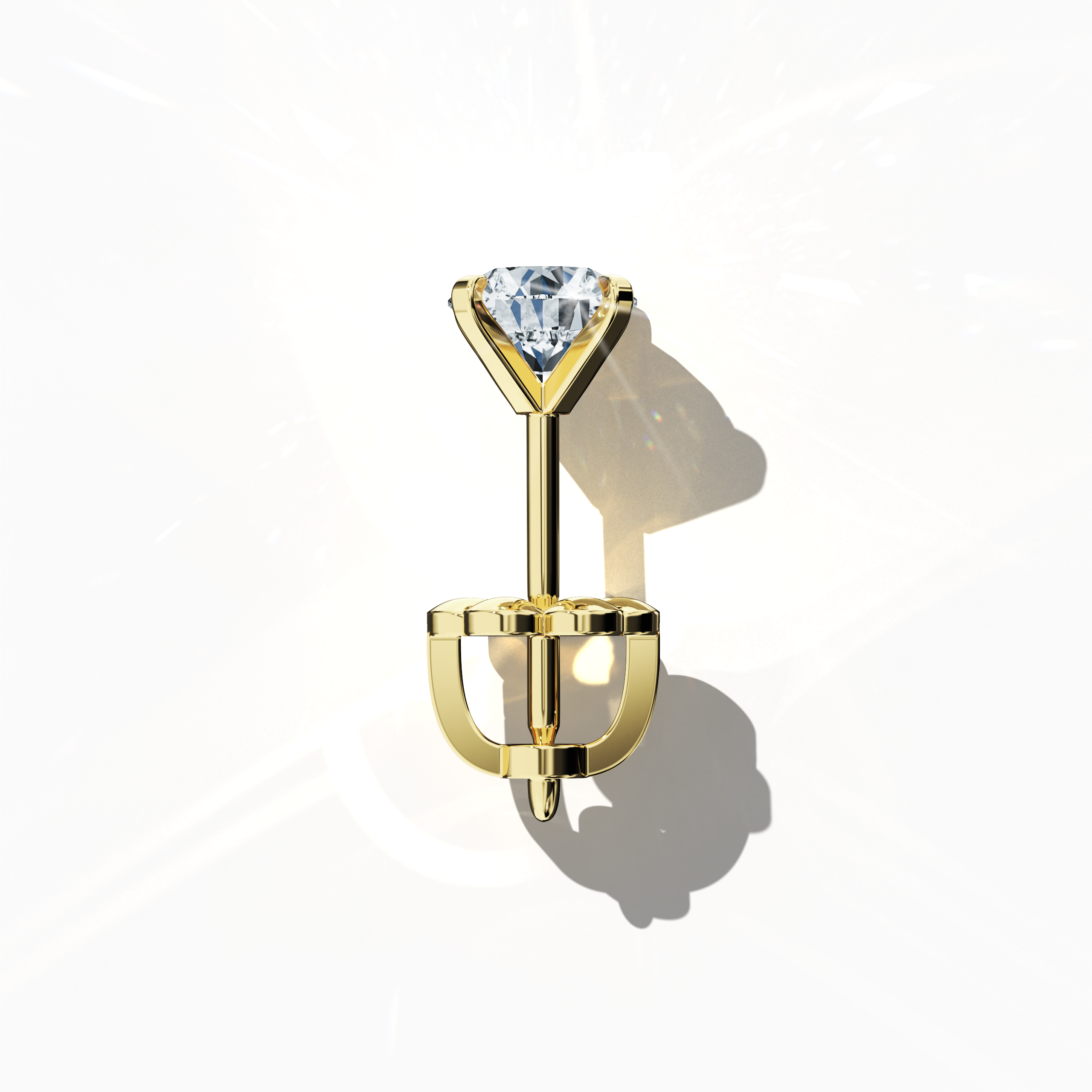 Solitaire Earring 1.40 ct in Yellow gold