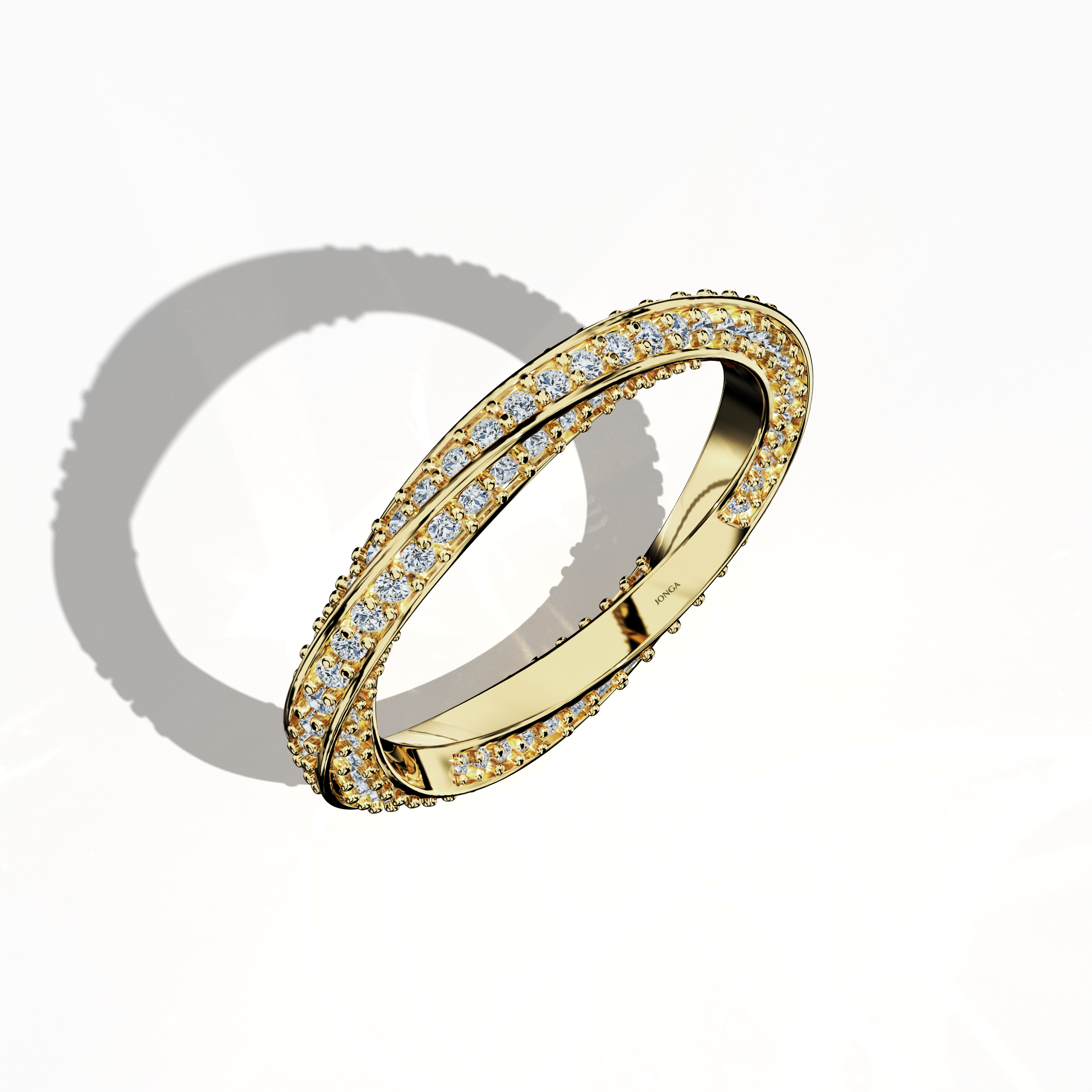 Twisted Band paved in Yellow Gold