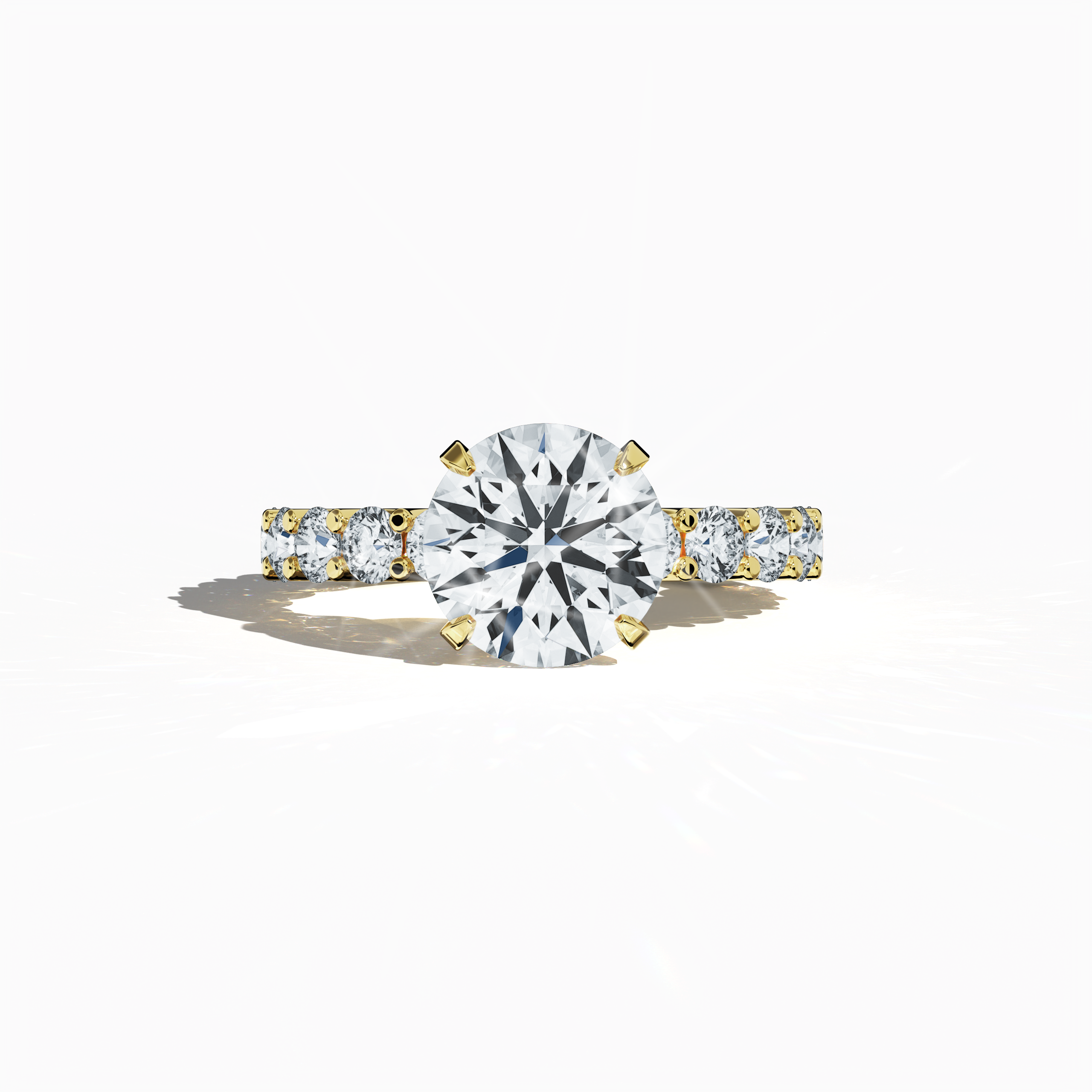 Solitaire eternity ring with 3 ct center in Yellow gold