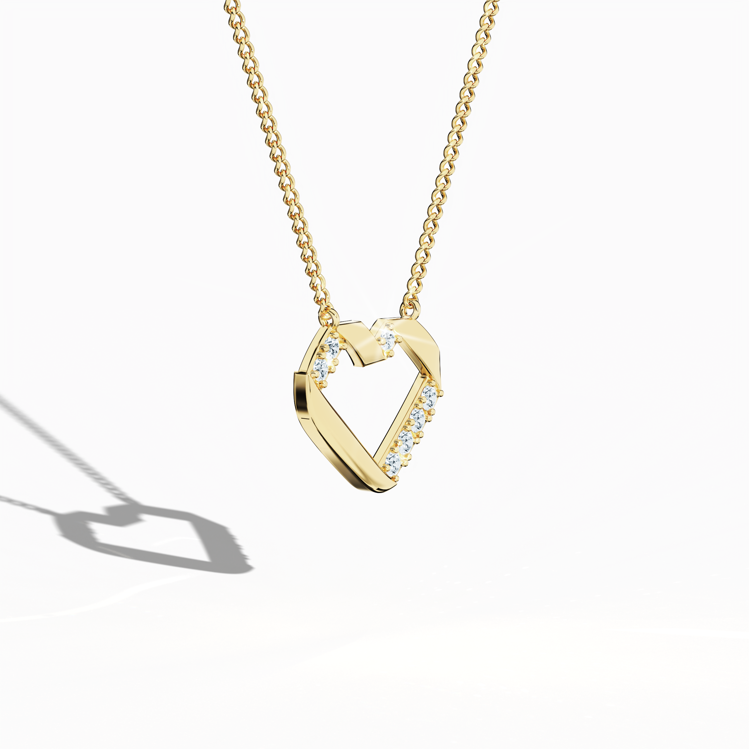 Diamond heart-pendent Yellow Gold