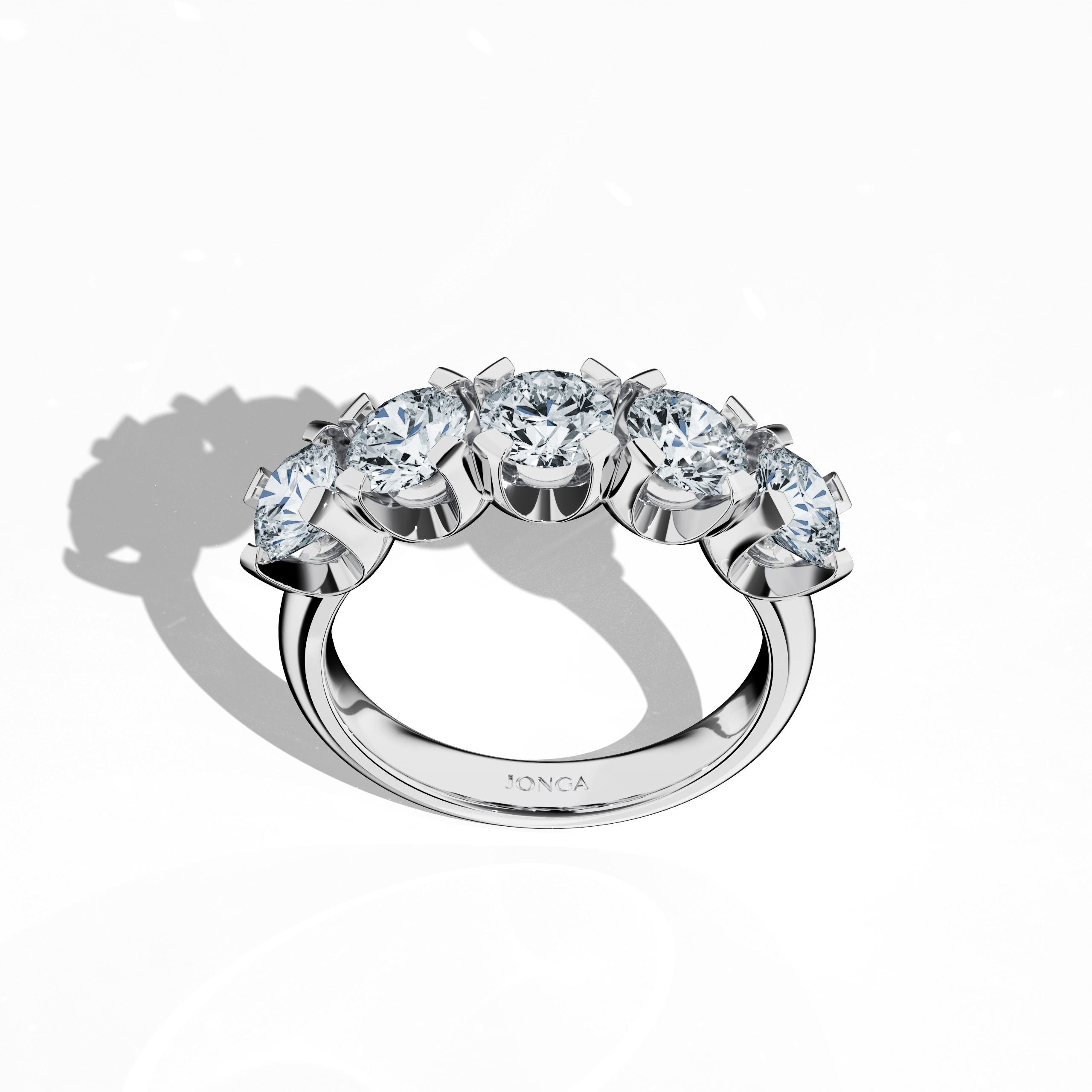 Five crown 0.50ct White gold ring