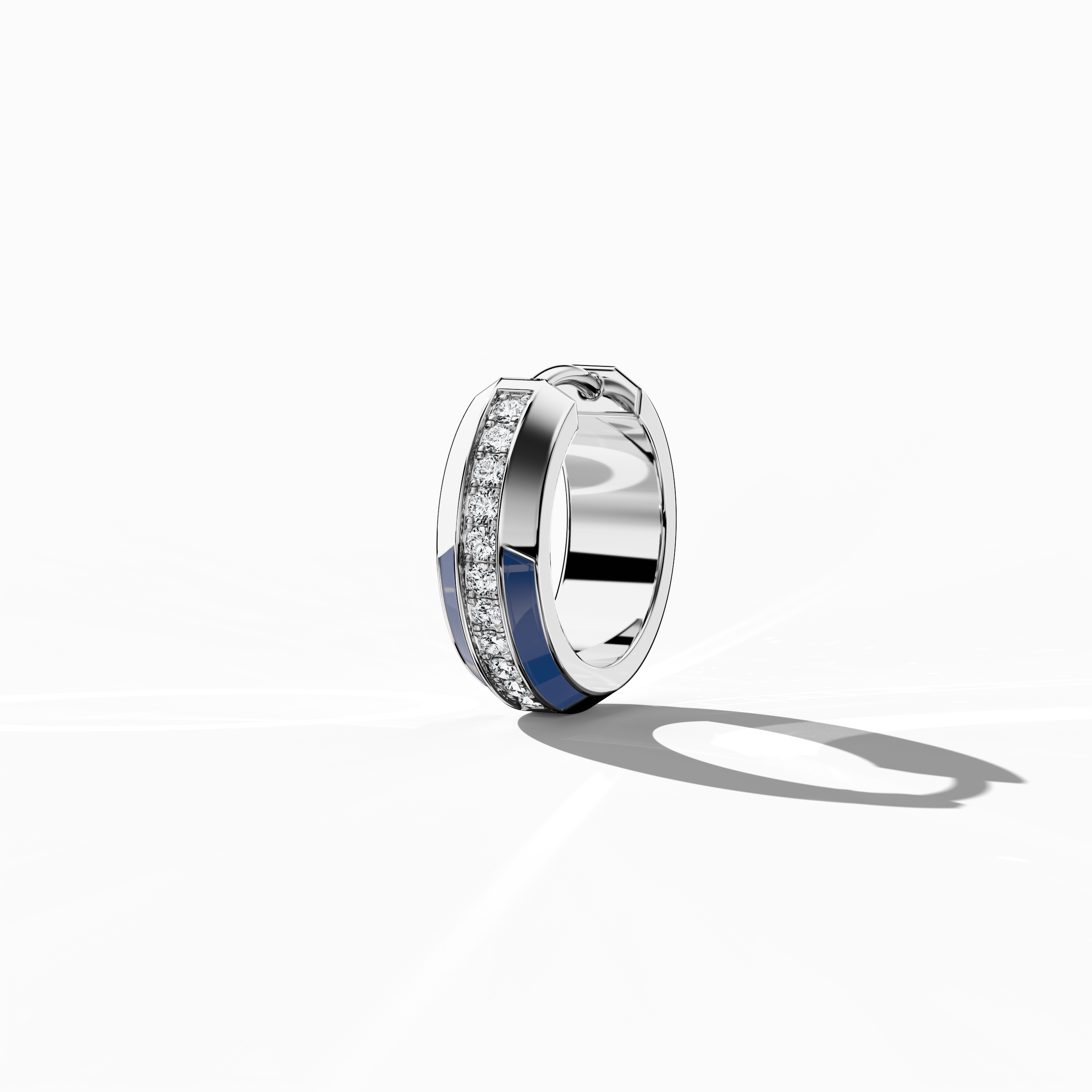 Jonga Blue Enamel Paved Stud in White Gold