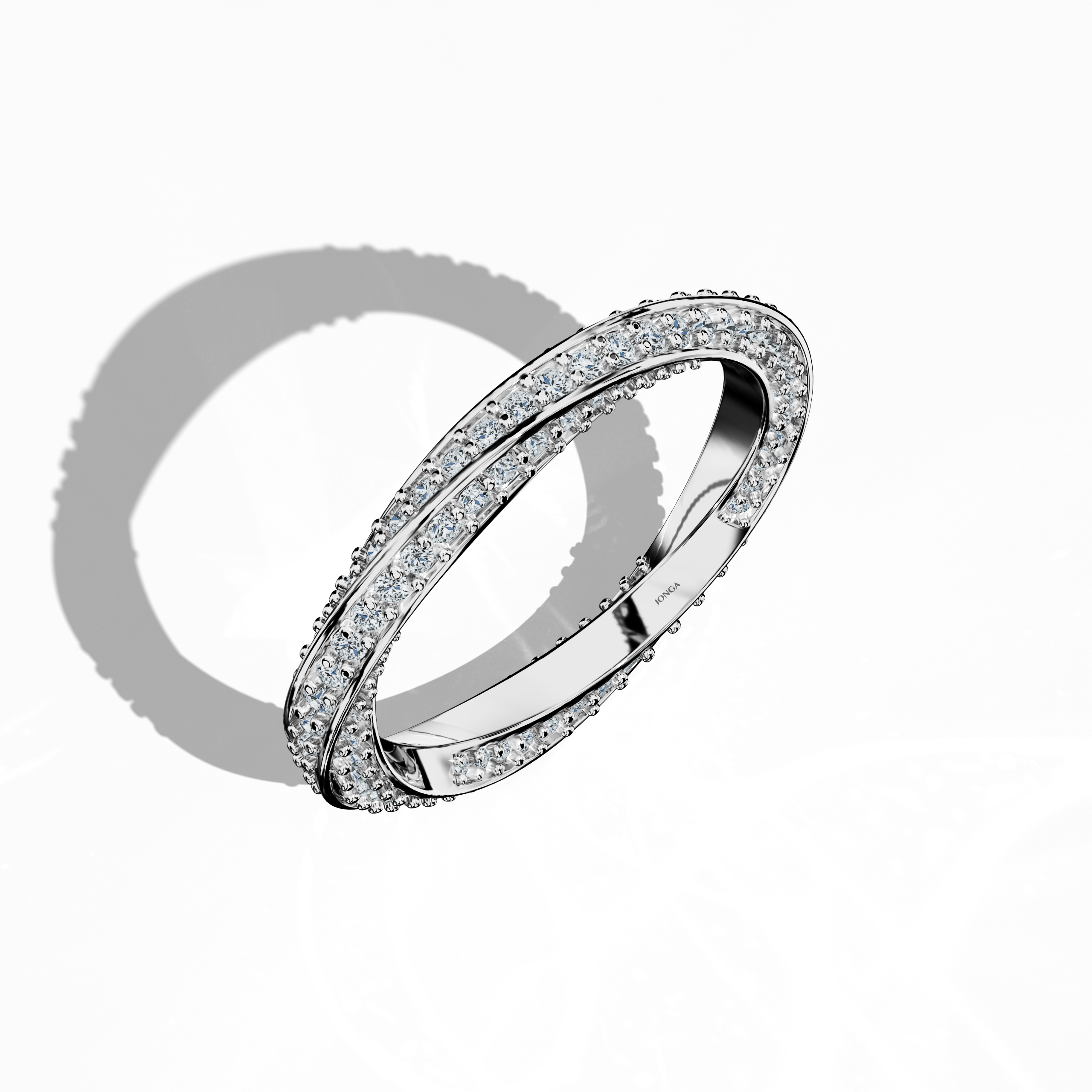 Twisted Band paved in White Gold