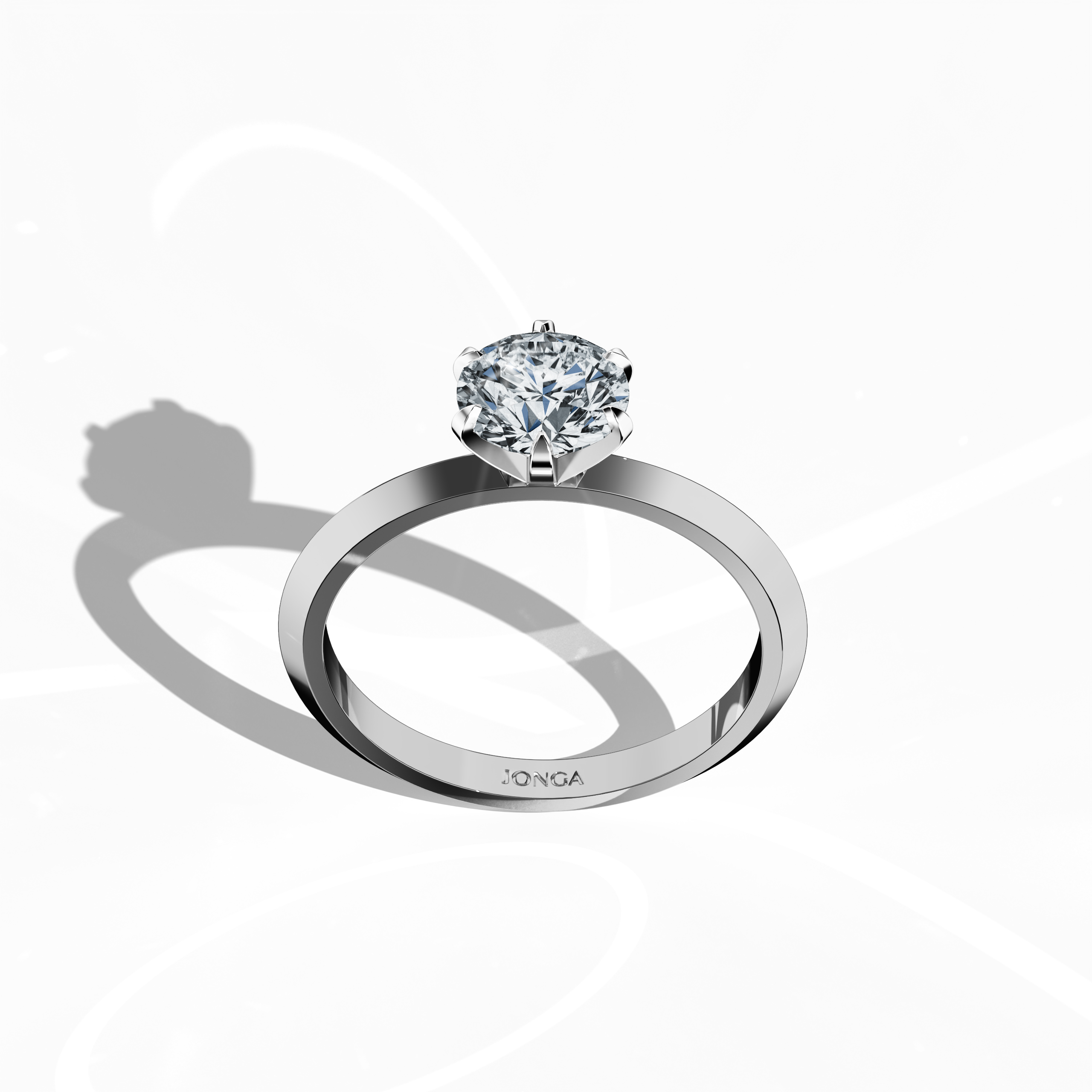 2 step Solitaire Ring 2 ct in White gold