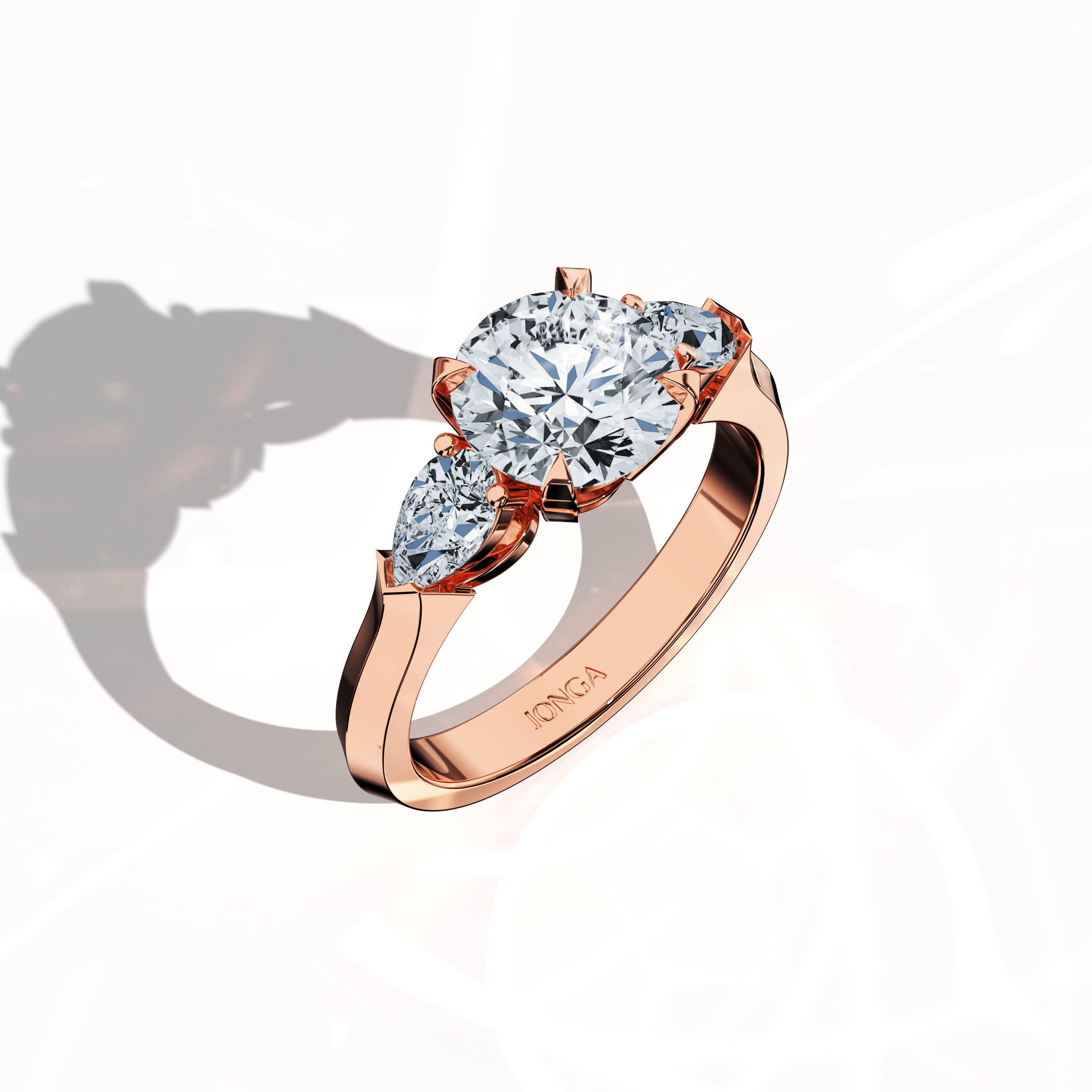 Round 2 ct Trio Ring Rose Gold