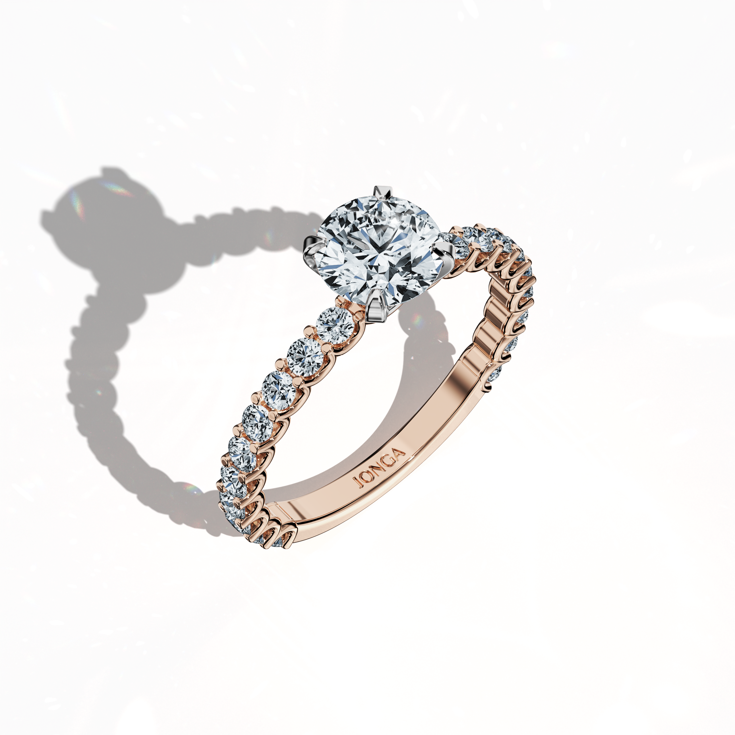 Solitaire Eternity Ring with 1 ct center in Rose Gold